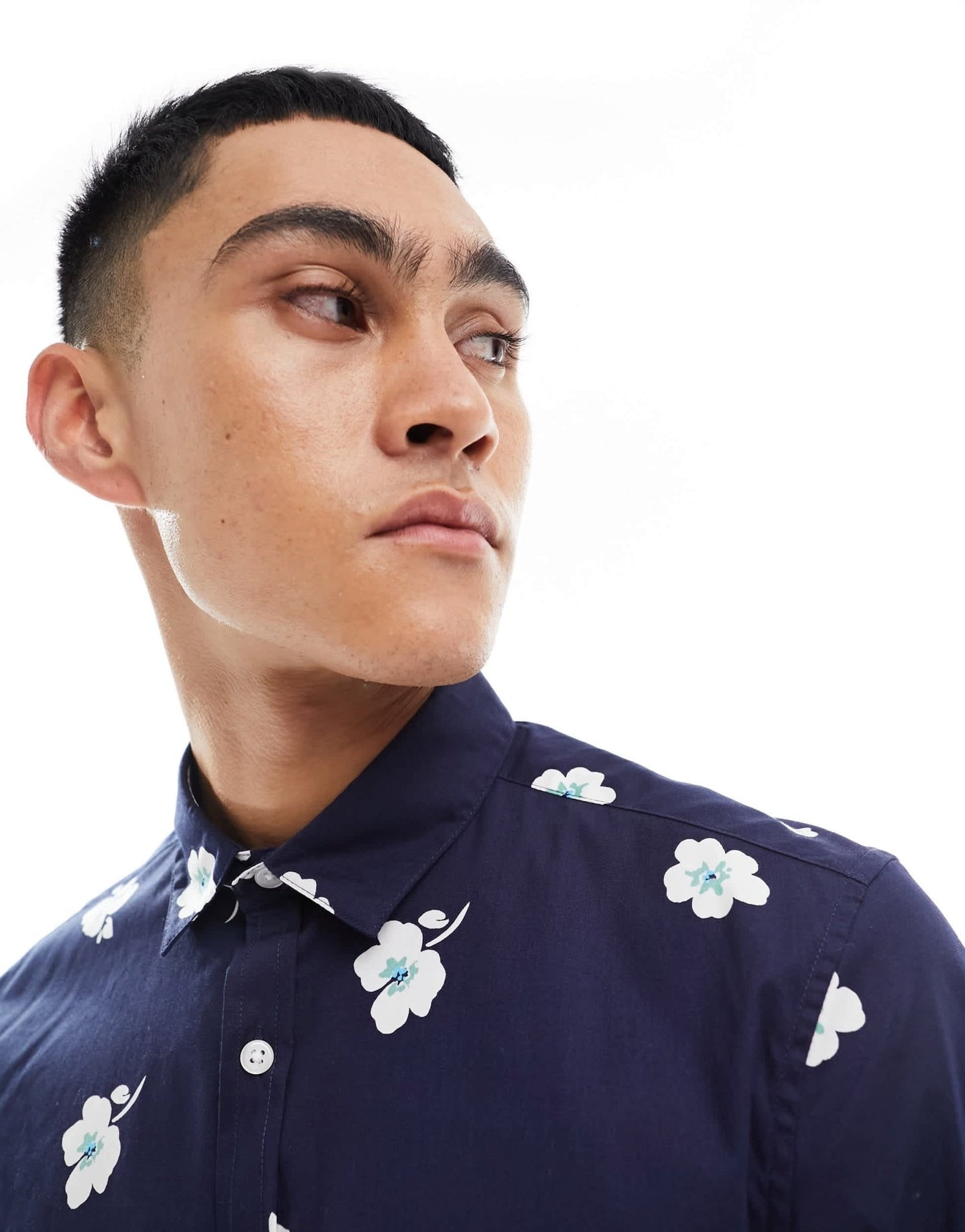 ASOS DESIGN stretch slim shirt in navy floral print - ASOS Sample Sale EU Store