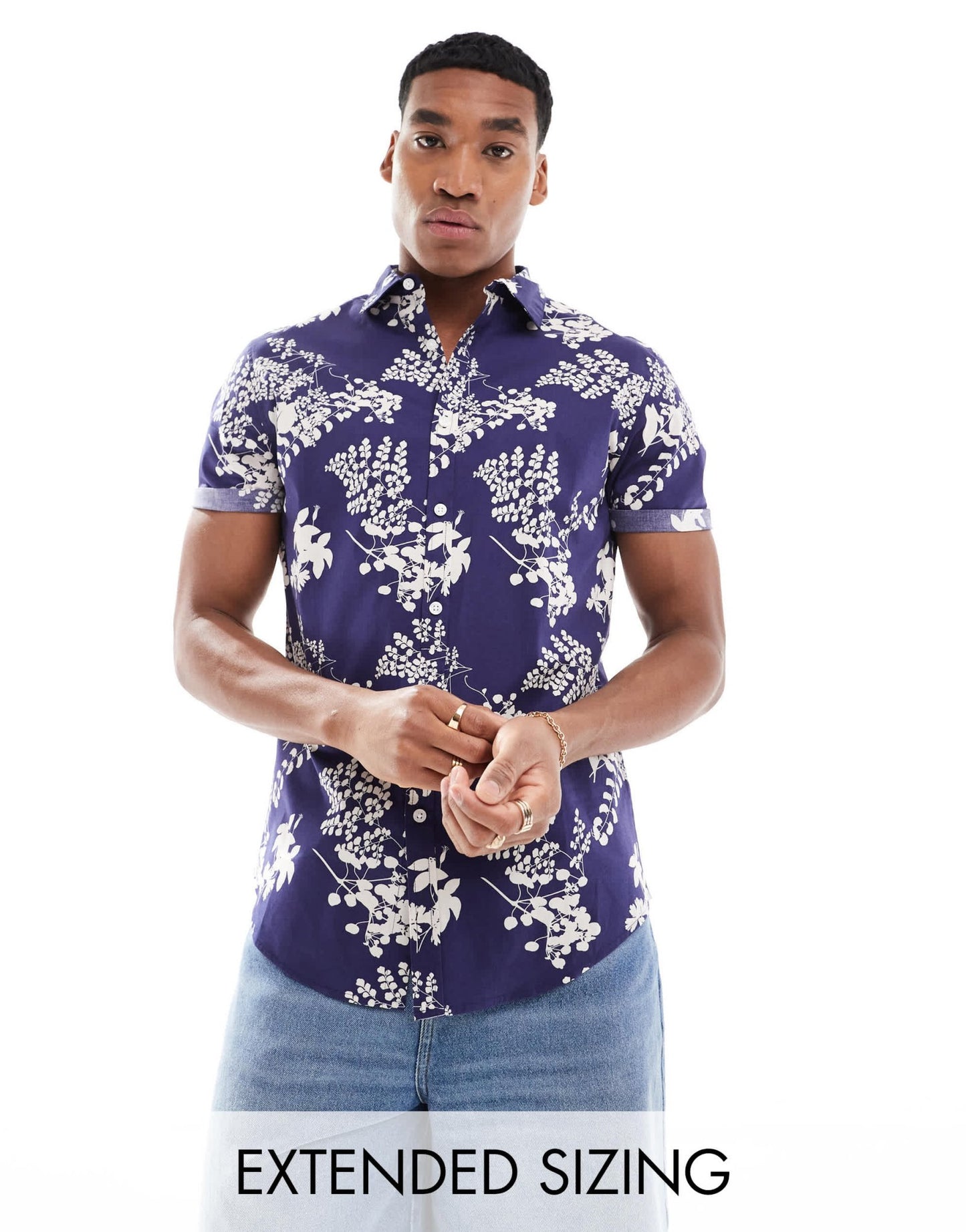 ASOS DESIGN stretch slim shirt in navy floral print - ASOS Sample Sale EU Store