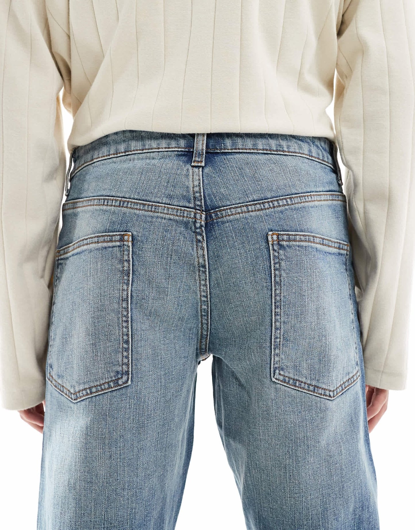 ASOS DESIGN stretch tapered jeans in mid wash blue - ASOS Sample Sale EU Store