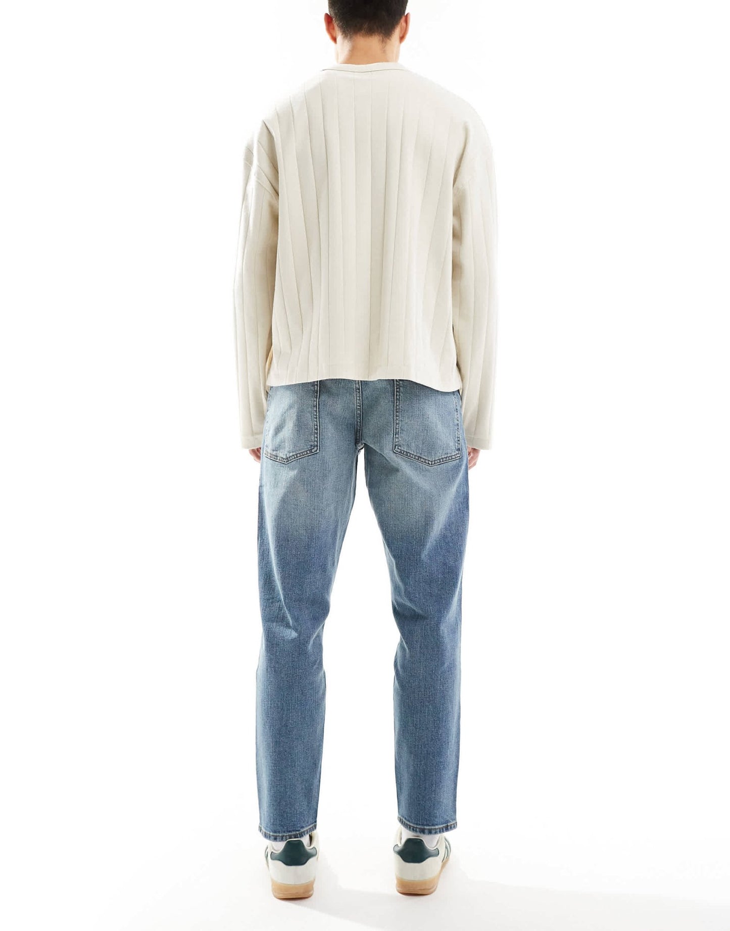 ASOS DESIGN stretch tapered jeans in mid wash blue - ASOS Sample Sale EU Store