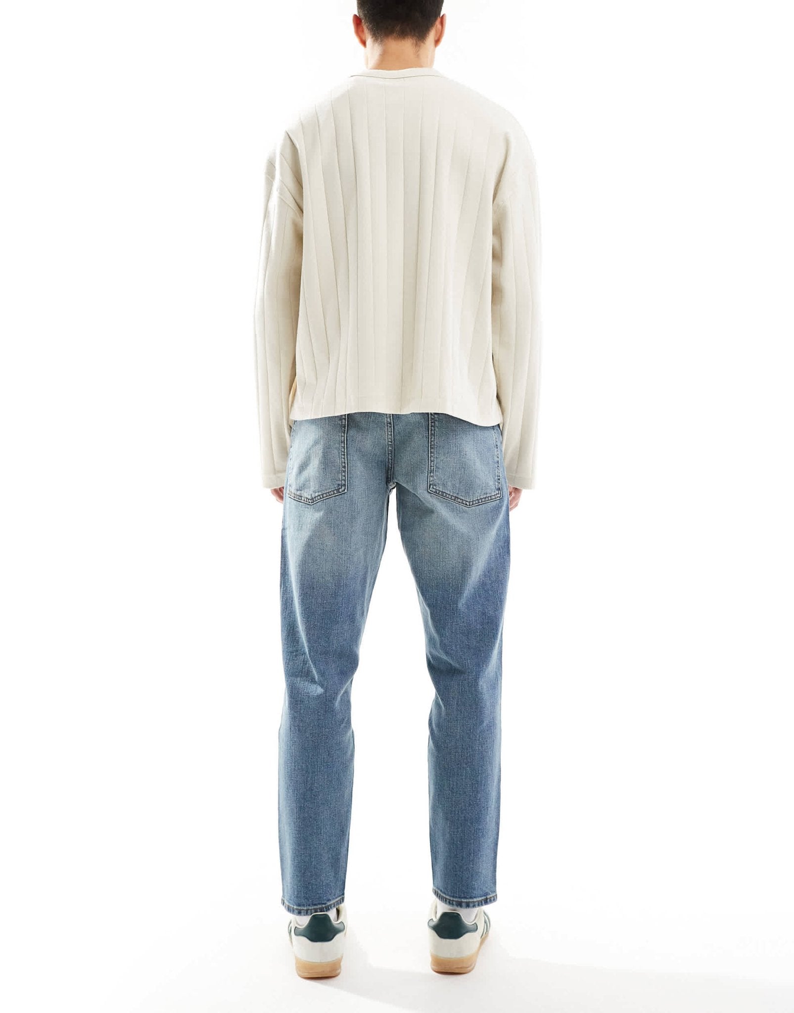 ASOS DESIGN stretch tapered jeans in mid wash blue - ASOS Sample Sale EU Store