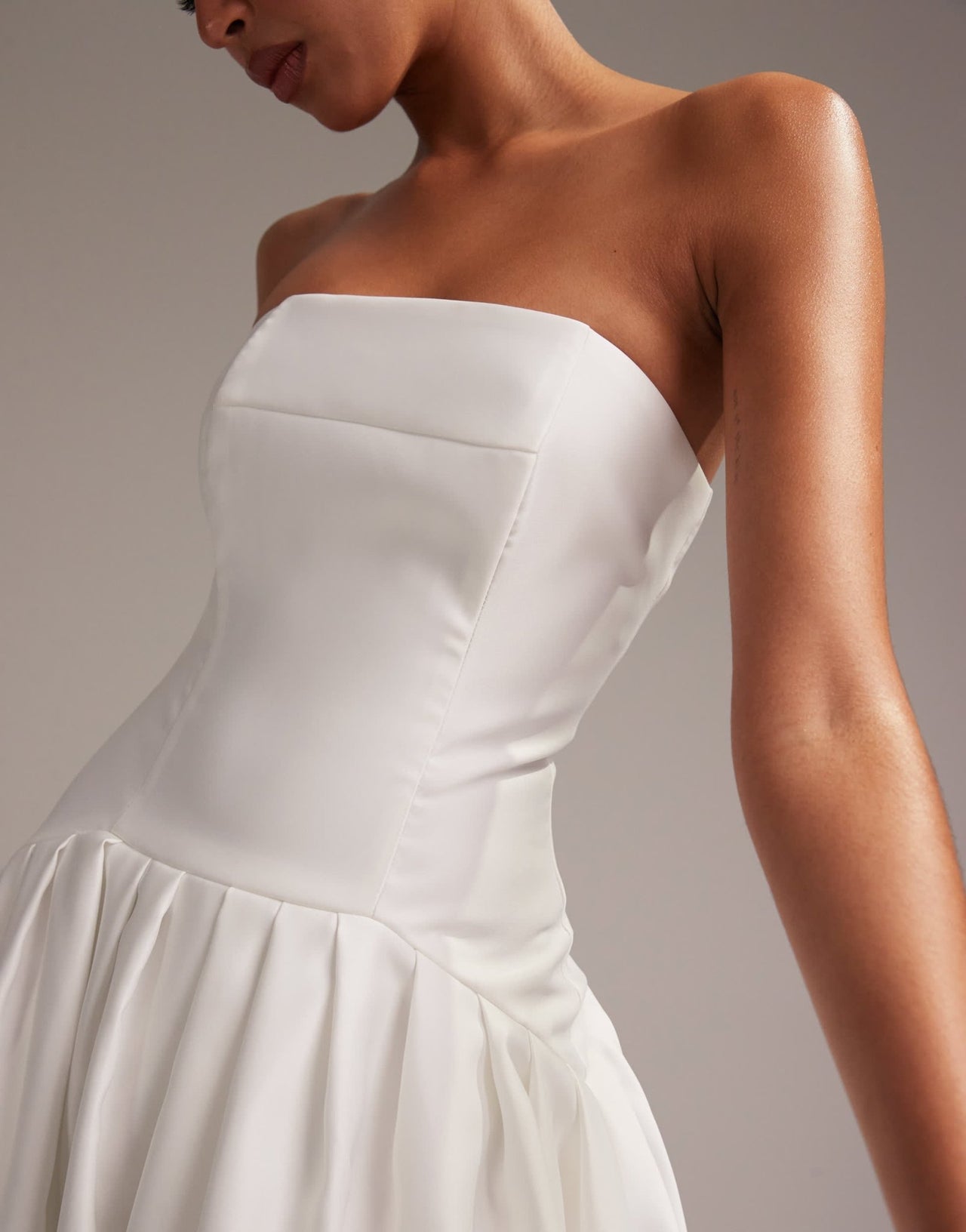 ASOS DESIGN structured dropped waist satin maxi wedding dress in white - ASOS Sample Sale EU Store
