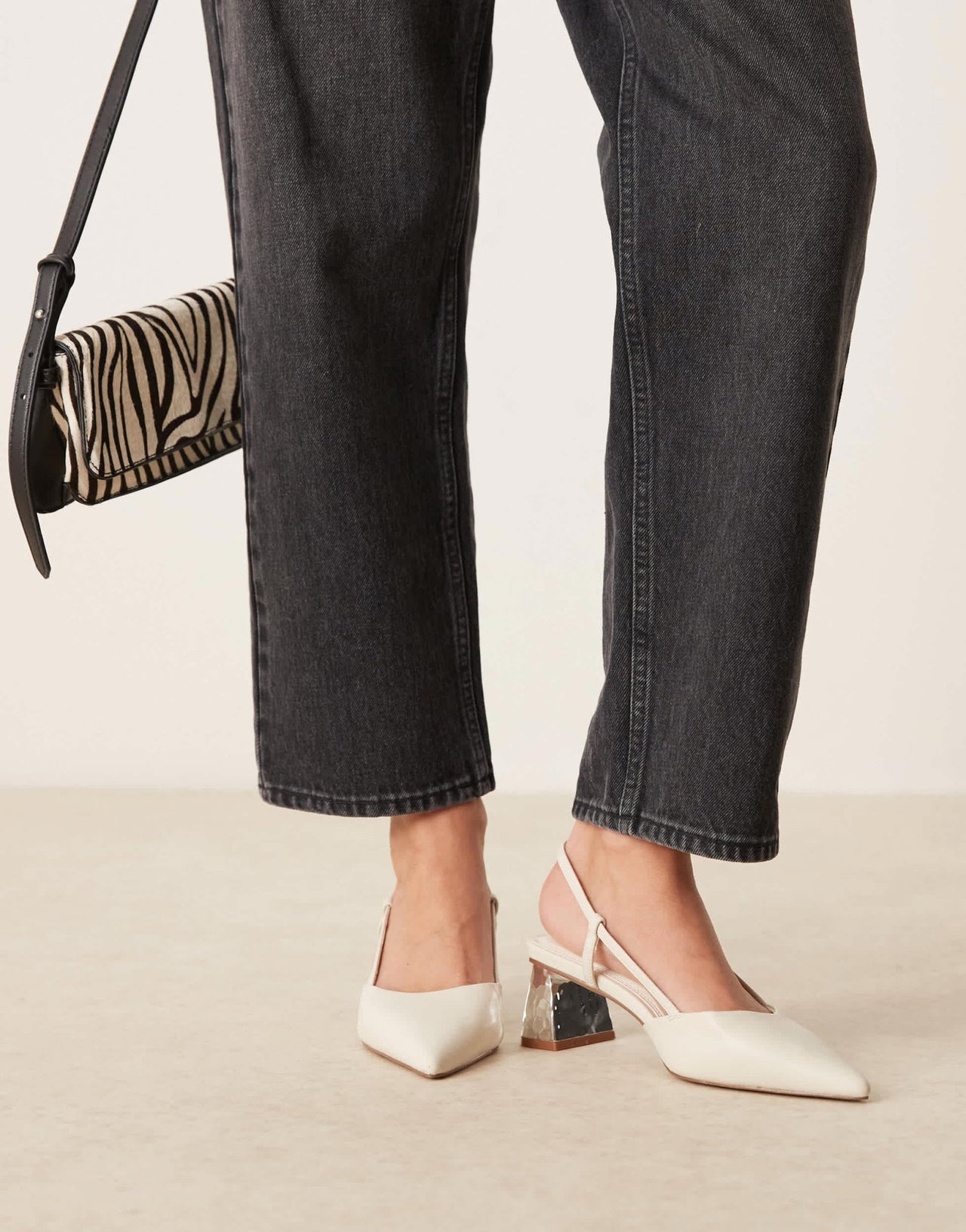 ASOS DESIGN Stylish slingback mid heeled shoes in off white - ASOS Sample Sale EU Store