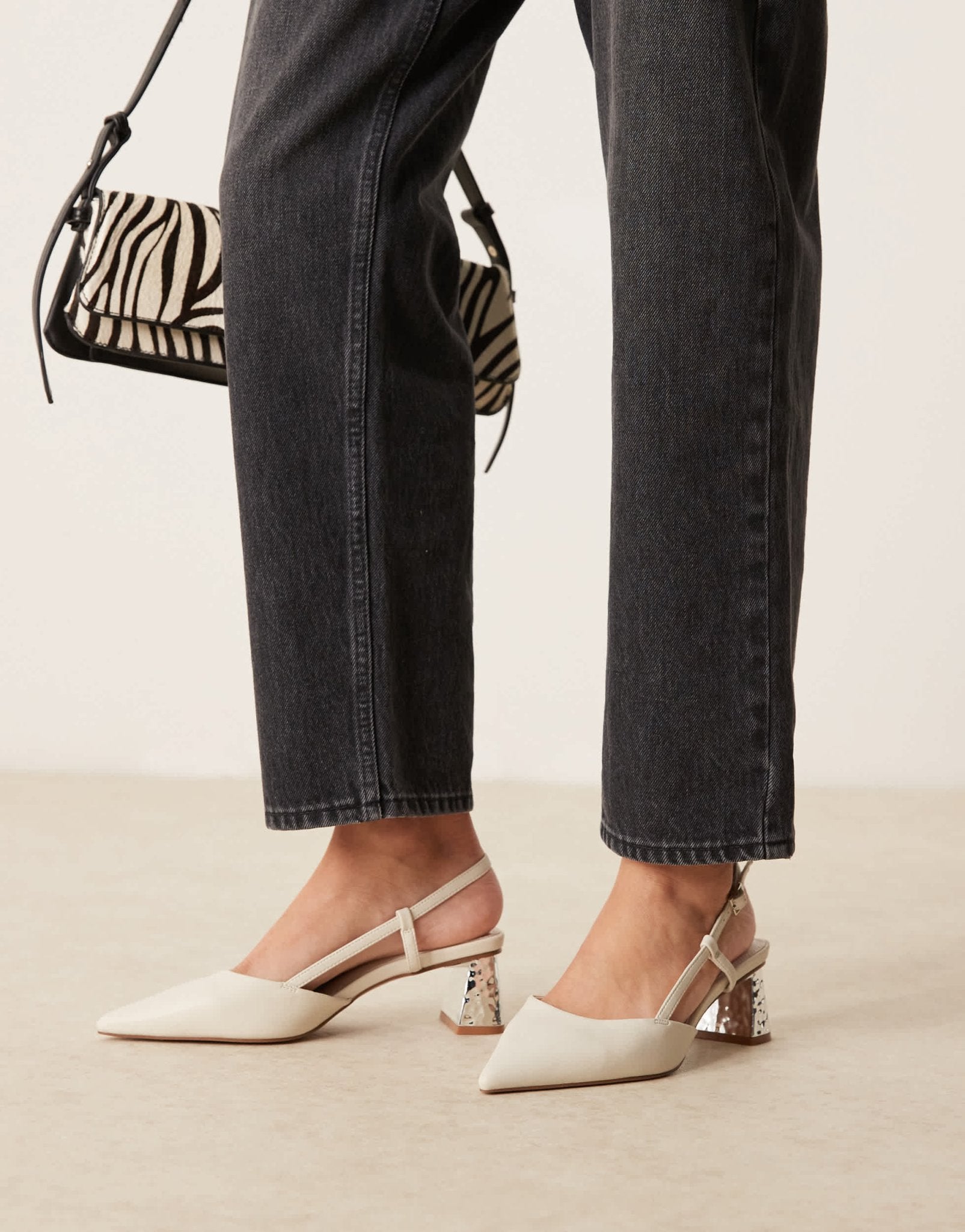 ASOS DESIGN Stylish slingback mid heeled shoes in off white - ASOS Sample Sale EU Store