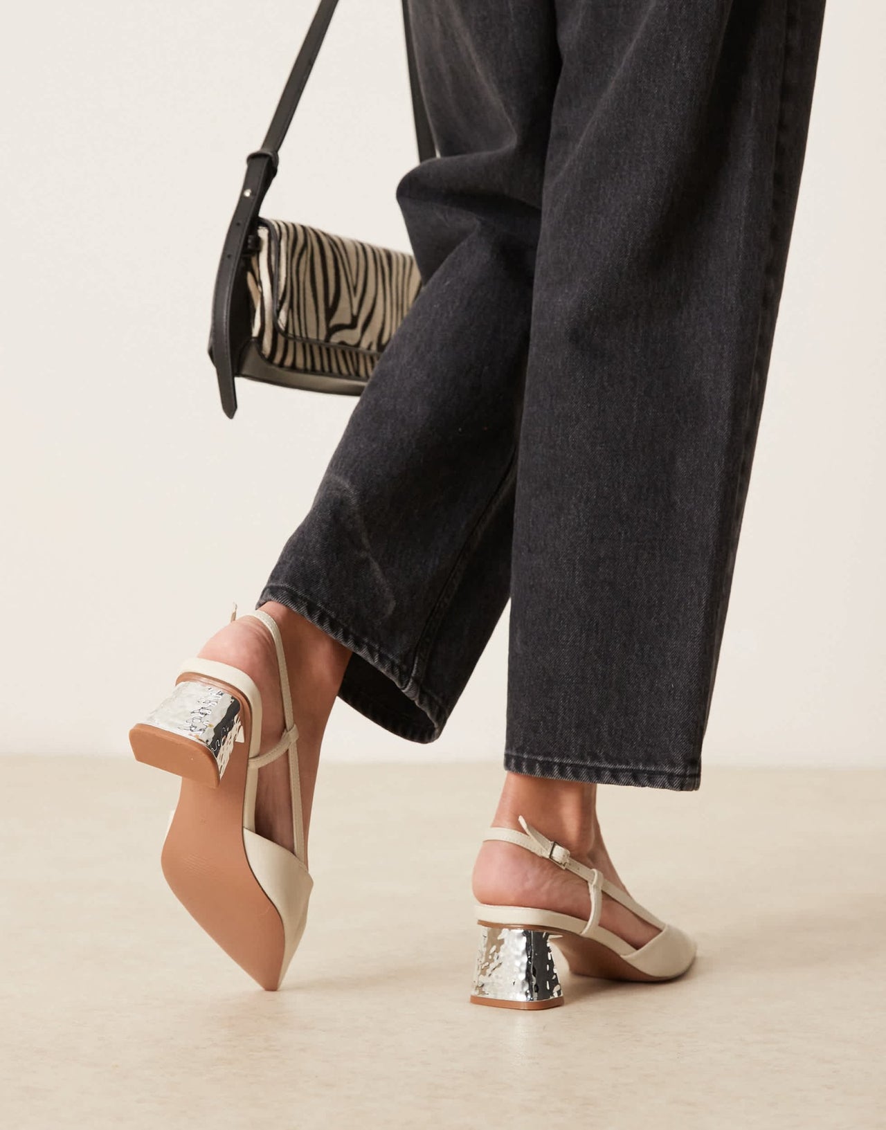 ASOS DESIGN Stylish slingback mid heeled shoes in off white - ASOS Sample Sale EU Store