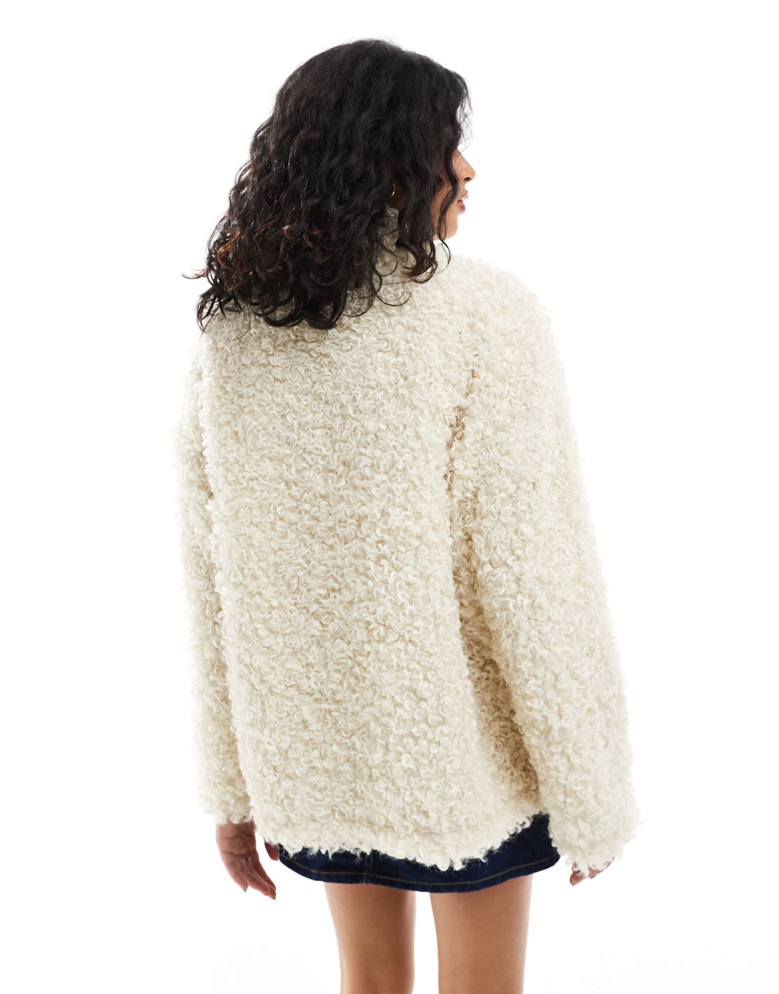 ASOS DESIGN super fluffy highneck borg fleece oversized sweatshirt in cream - ASOS Sample Sale EU Store