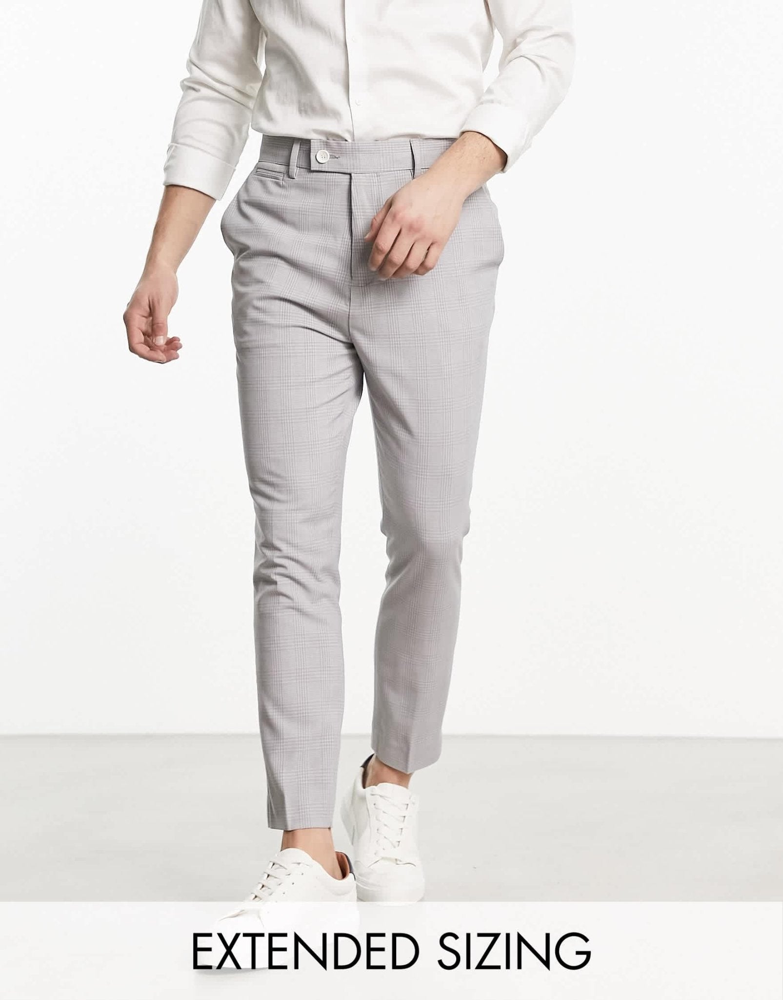 ASOS DESIGN super skinny smart trousers in grey prince of wales check - ASOS Sample Sale EU Store