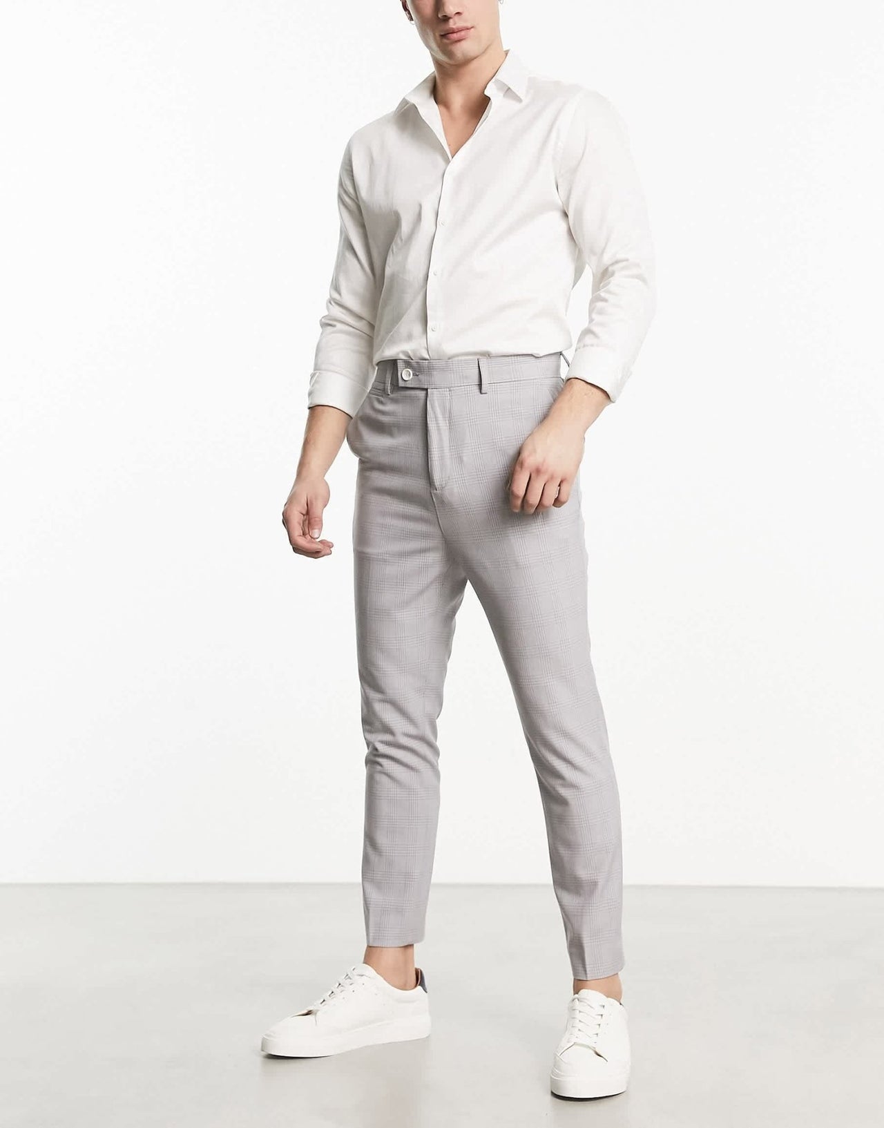 ASOS DESIGN super skinny smart trousers in grey prince of wales check - ASOS Sample Sale EU Store