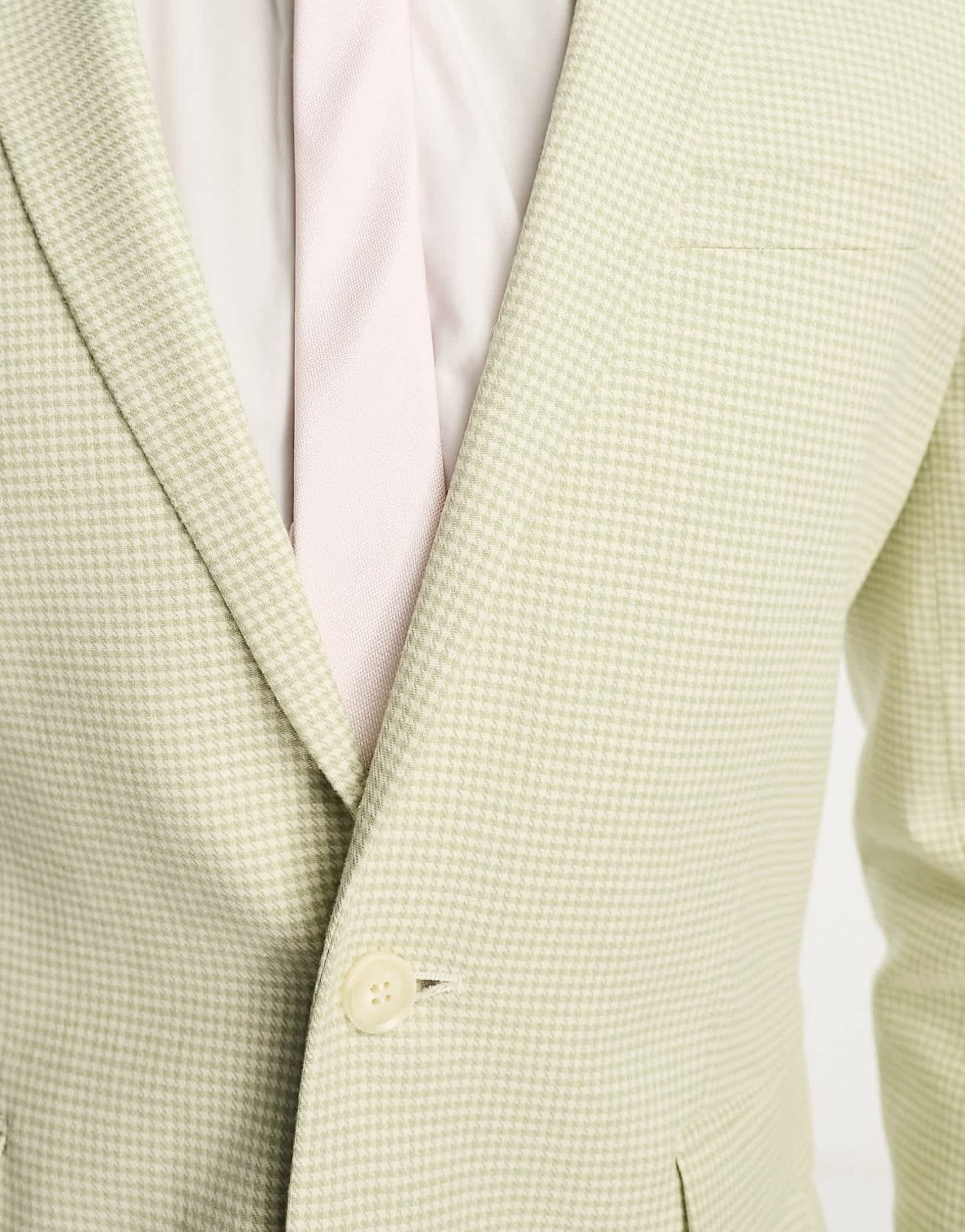 ASOS DESIGN super skinny suit jacket in linen in puppytooth check in green - ASOS Sample Sale EU Store