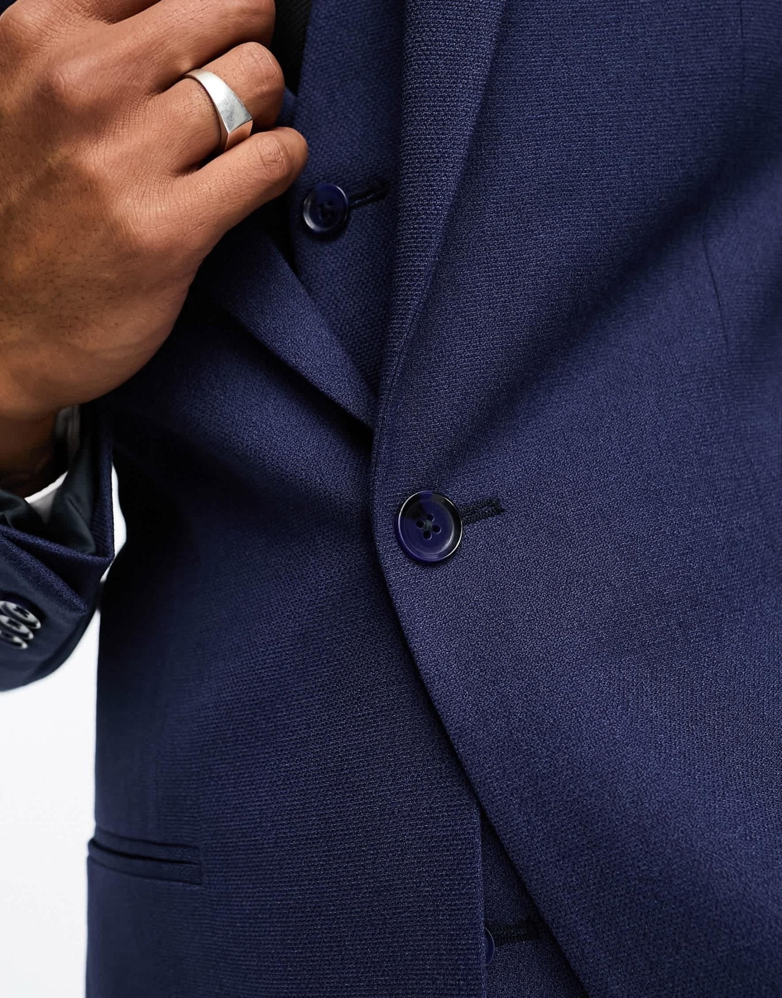 ASOS DESIGN super skinny suit jacket in navy in micro texture - ASOS Sample Sale EU Store