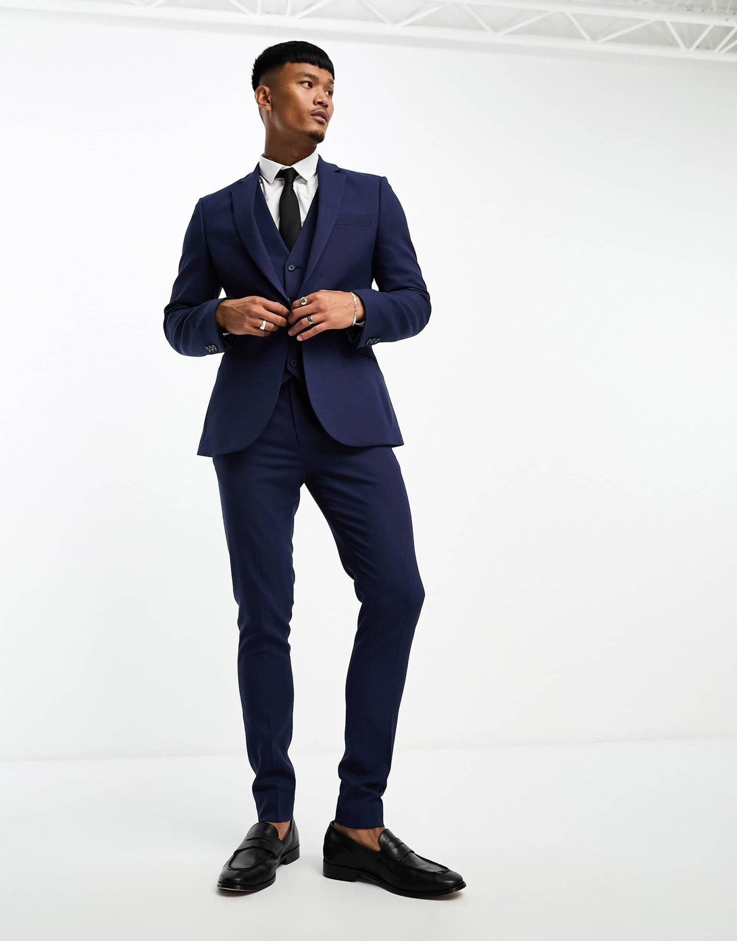 ASOS DESIGN super skinny suit jacket in navy in micro texture - ASOS Sample Sale EU Store