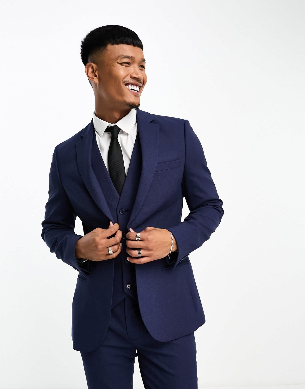 ASOS DESIGN super skinny suit jacket in navy in micro texture - ASOS Sample Sale EU Store