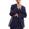 ASOS DESIGN super skinny suit jacket in navy tonal check