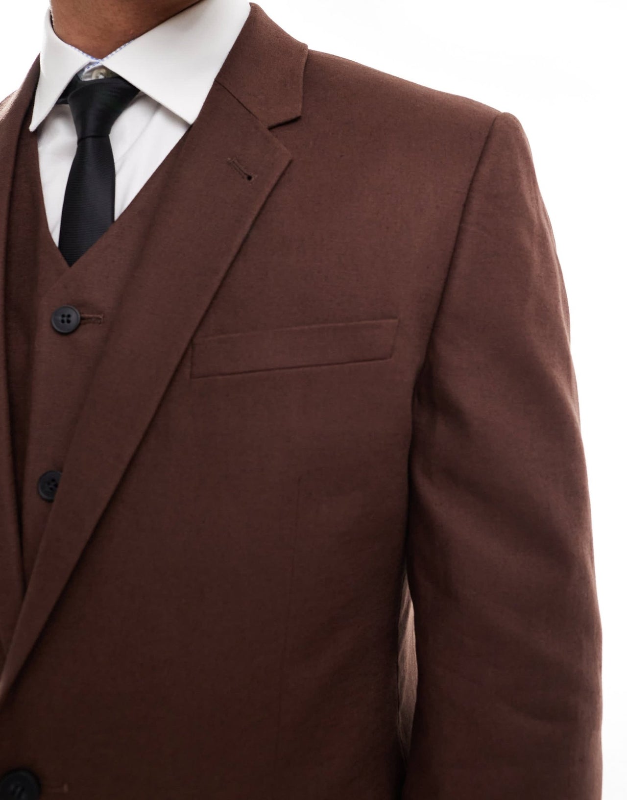 ASOS DESIGN super skinny with linen suit jacket in brown - ASOS Sample Sale EU Store