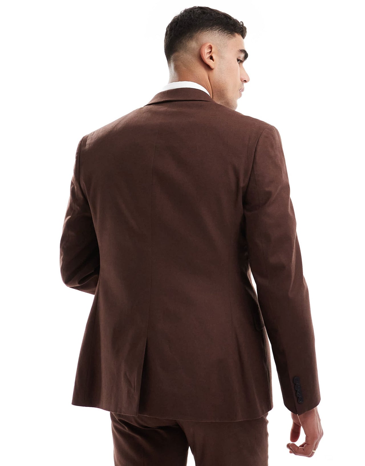ASOS DESIGN super skinny with linen suit jacket in brown - ASOS Sample Sale EU Store