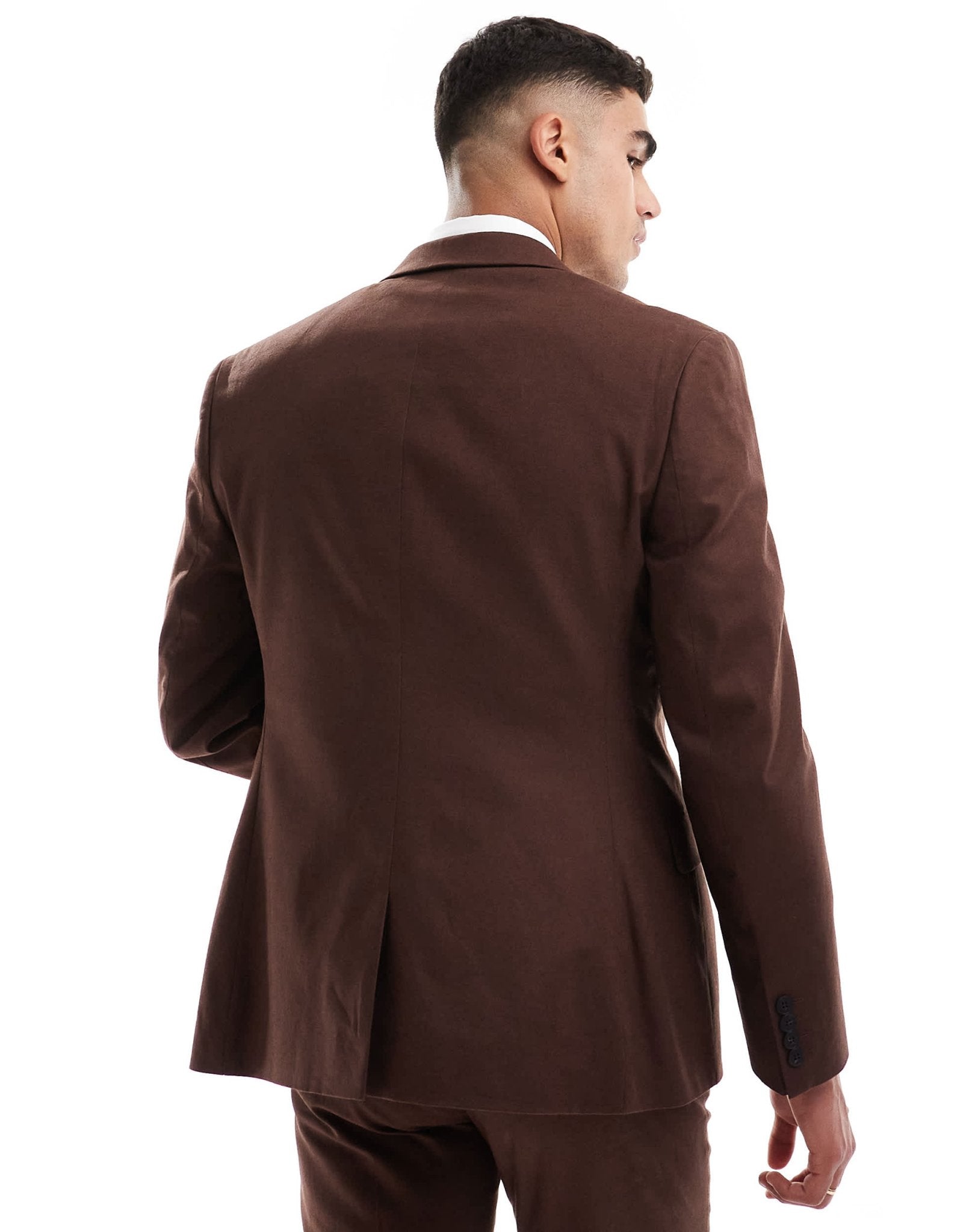 ASOS DESIGN super skinny with linen suit jacket in brown - ASOS Sample Sale EU Store