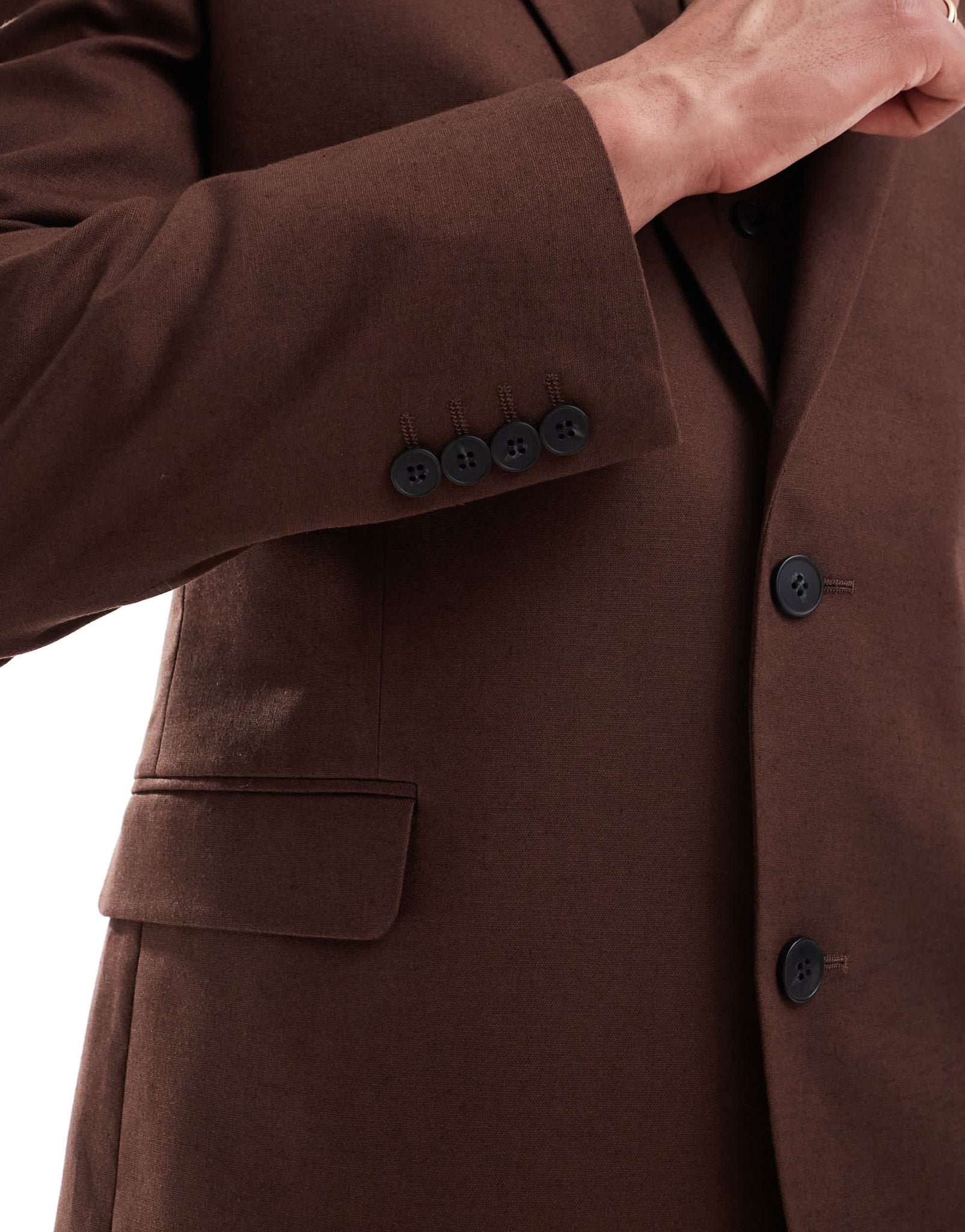 ASOS DESIGN super skinny with linen suit jacket in brown - ASOS Sample Sale EU Store