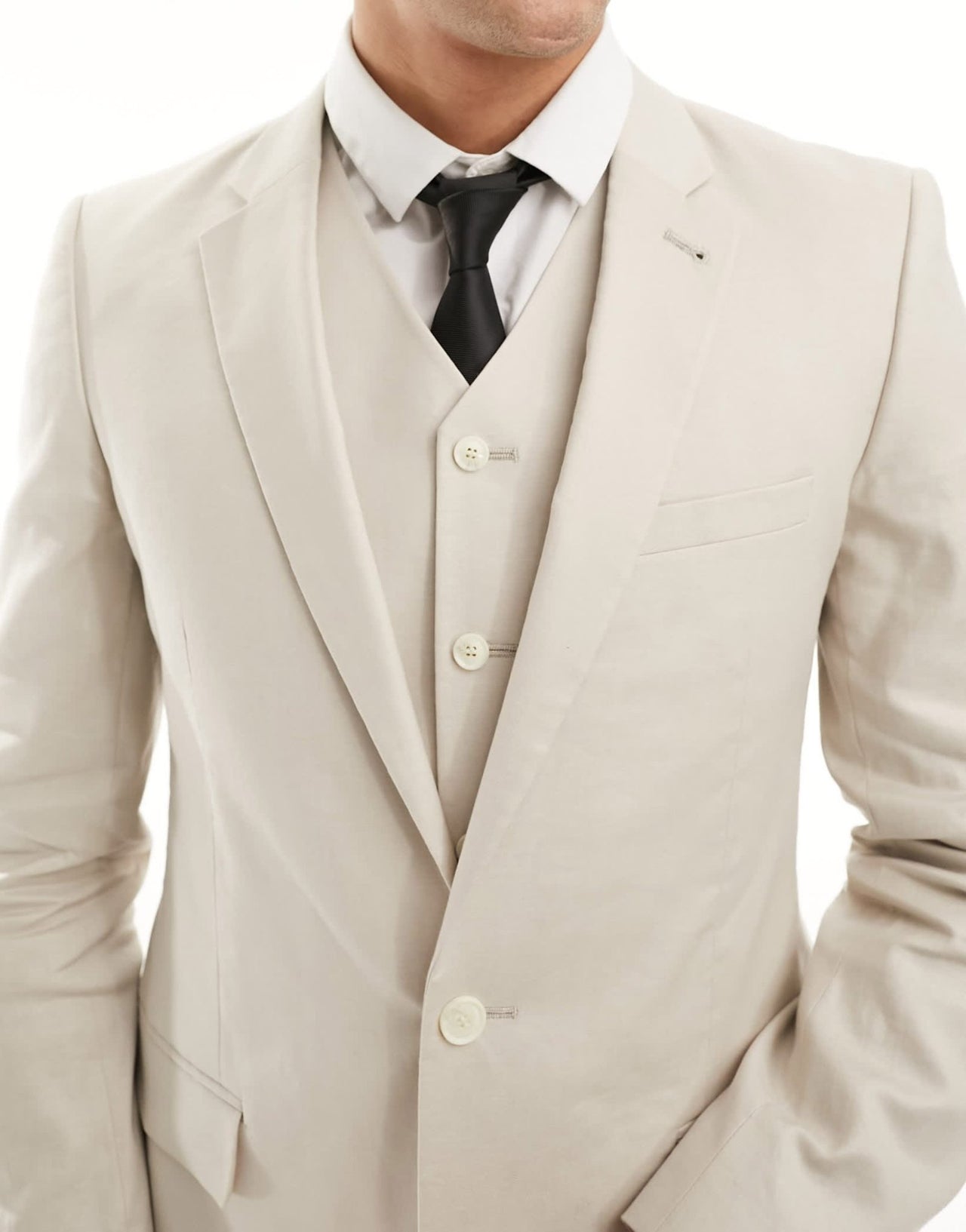 ASOS DESIGN super skinny with linen suit jacket in stone - ASOS Sample Sale EU Store