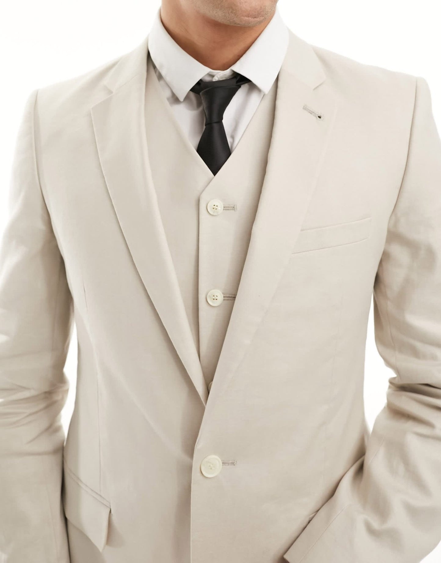 ASOS DESIGN super skinny with linen suit jacket in stone - ASOS Sample Sale EU Store