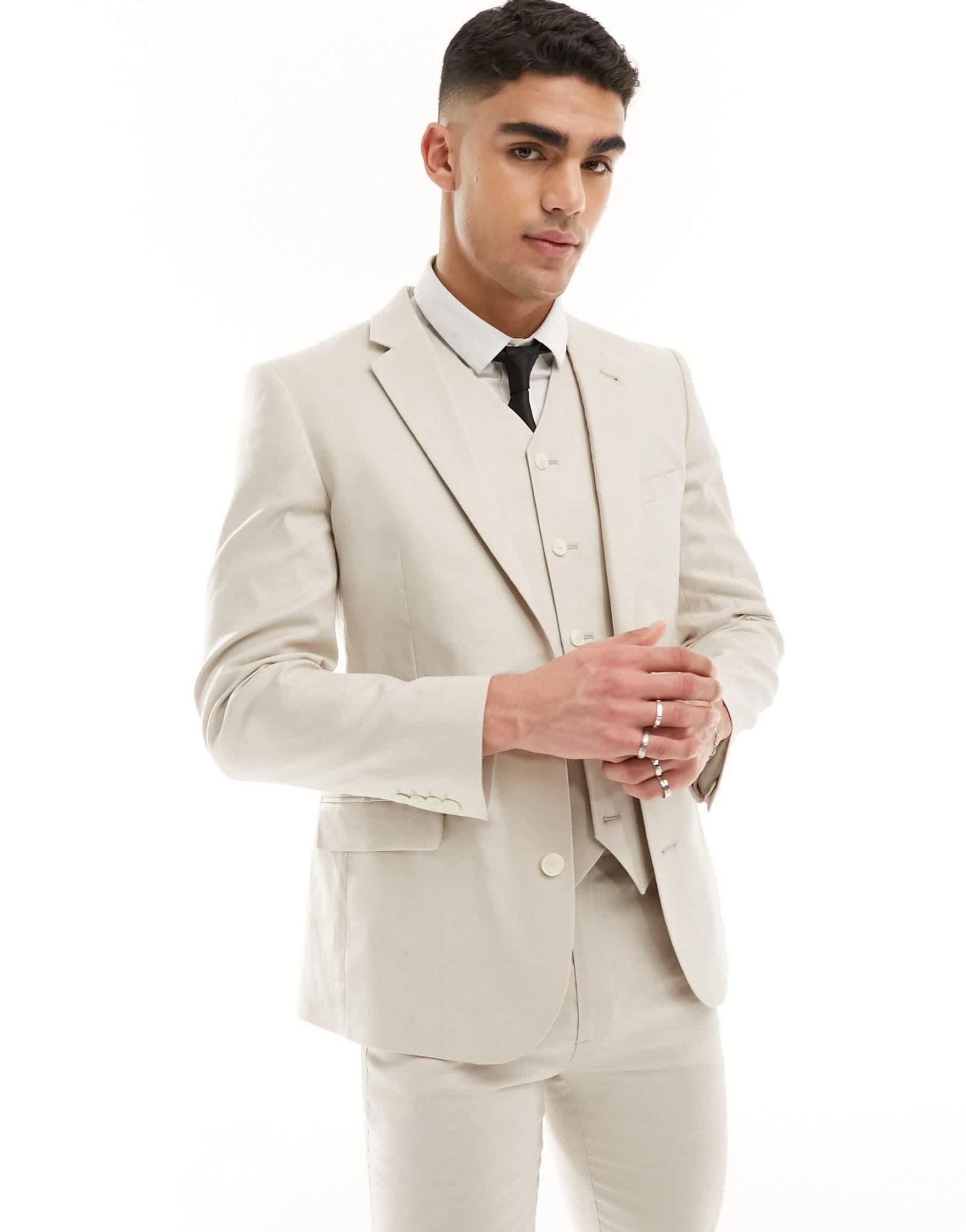 ASOS DESIGN super skinny with linen suit jacket in stone - ASOS Sample Sale EU Store