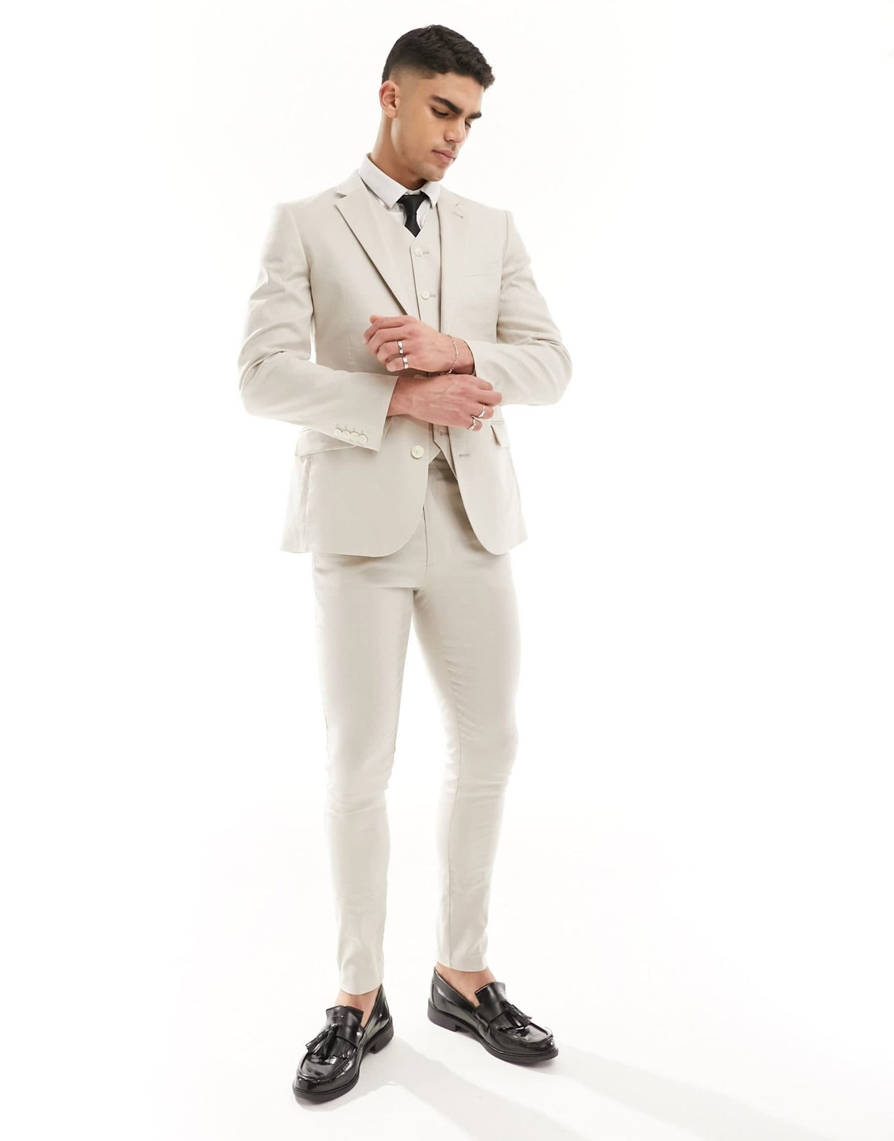 ASOS DESIGN super skinny with linen suit jacket in stone - ASOS Sample Sale EU Store