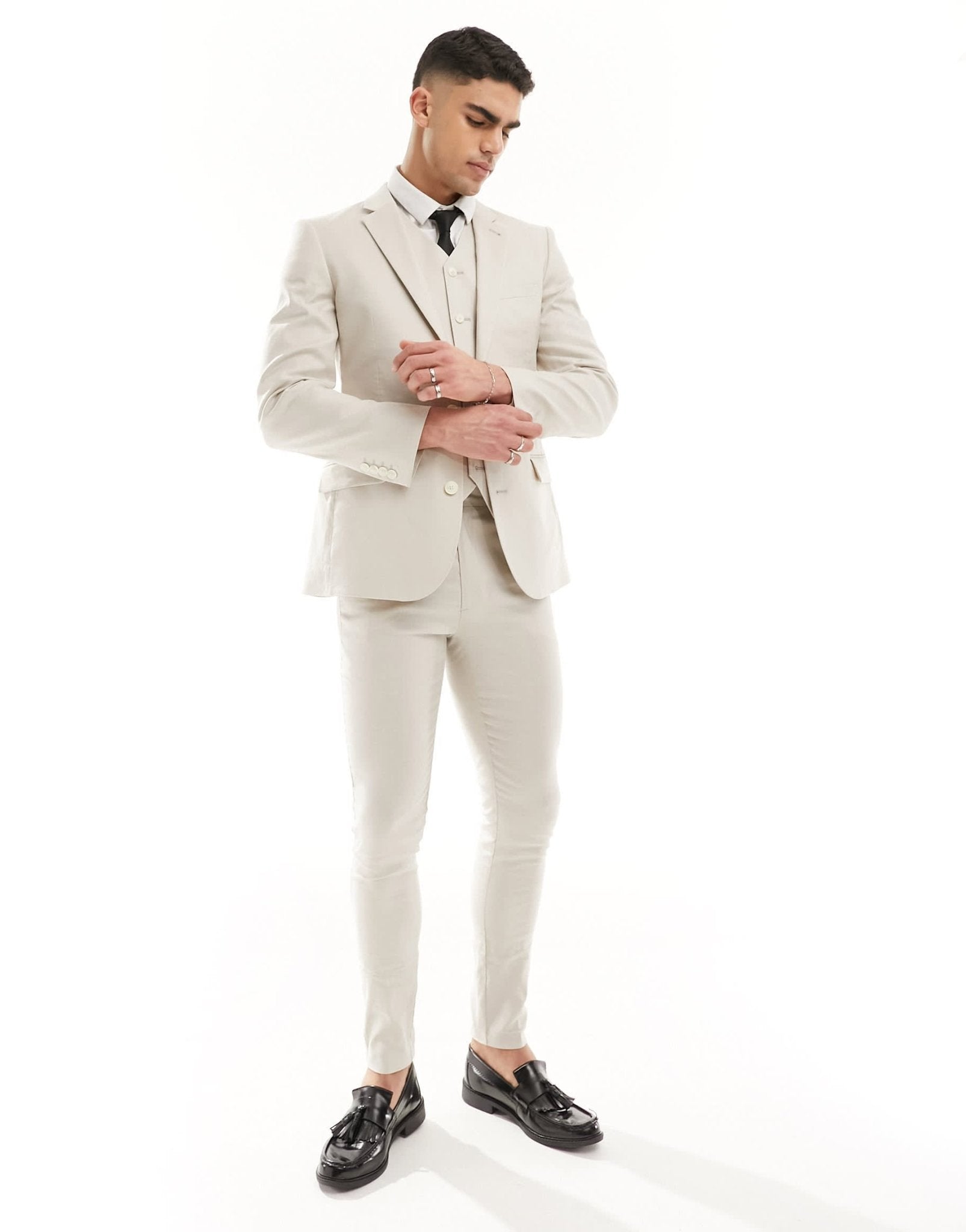 ASOS DESIGN super skinny with linen suit jacket in stone - ASOS Sample Sale EU Store