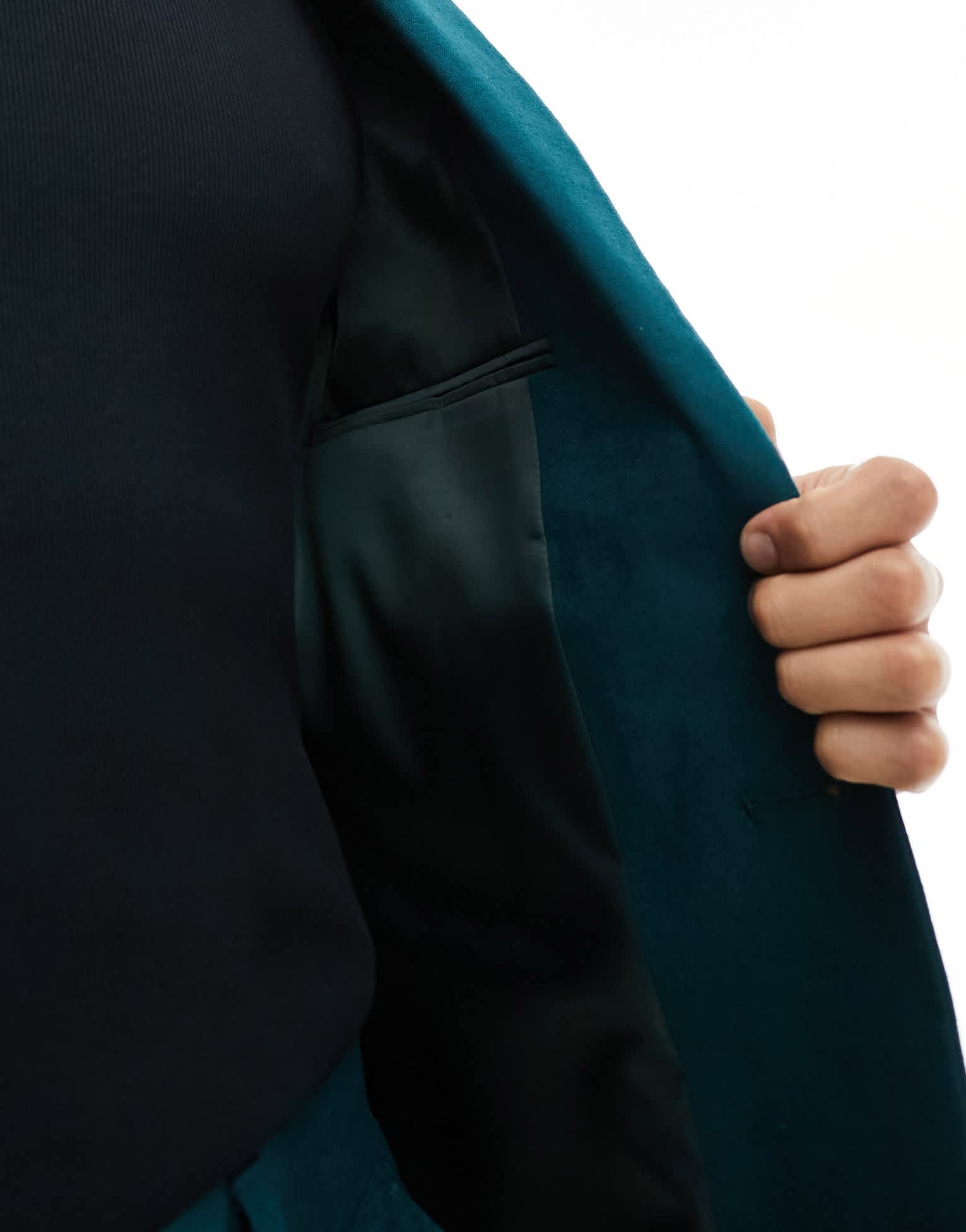 ASOS DESIGN super skinny with linen suit jacket in teal green - ASOS Sample Sale EU Store