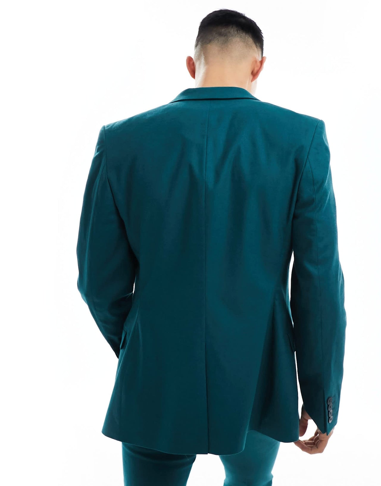 ASOS DESIGN super skinny with linen suit jacket in teal green - ASOS Sample Sale EU Store