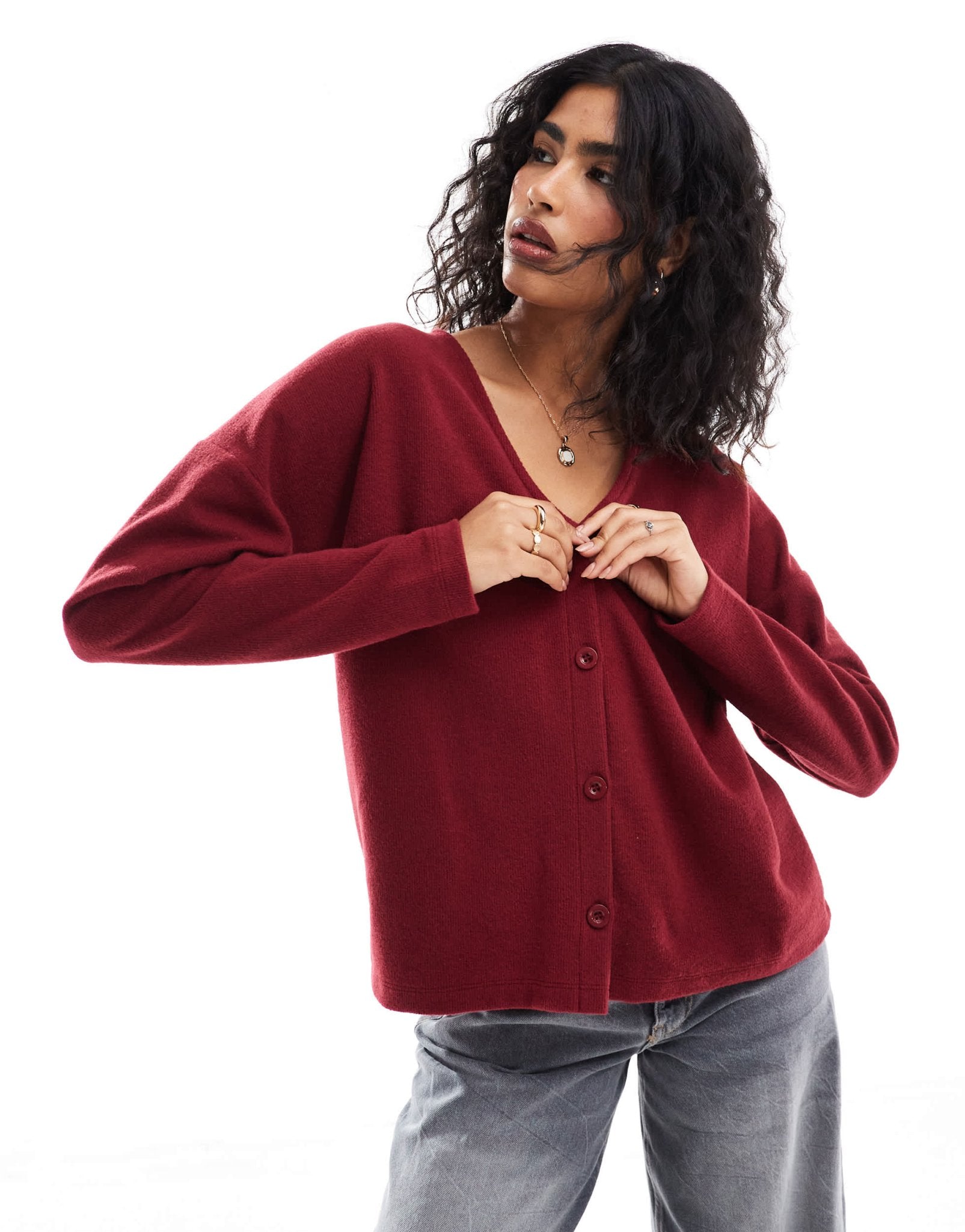 ASOS DESIGN supersoft boxy oversized cardigan in burgundy - ASOS Sample Sale EU Store