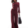 Pantaloni a gamba larga supersoft coordinati di ASOS DESIGN in bordeaux