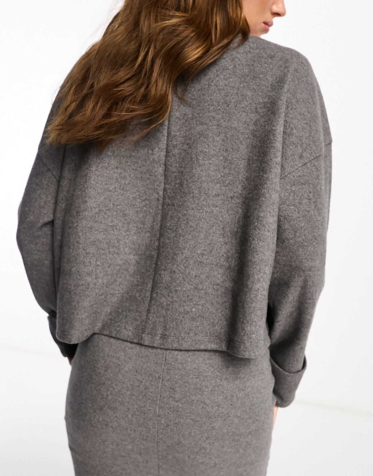 ASOS DESIGN supersoft co - ord roll neck with cuff detail in charcoal marl - GREY - ASOS Sample Sale EU Store