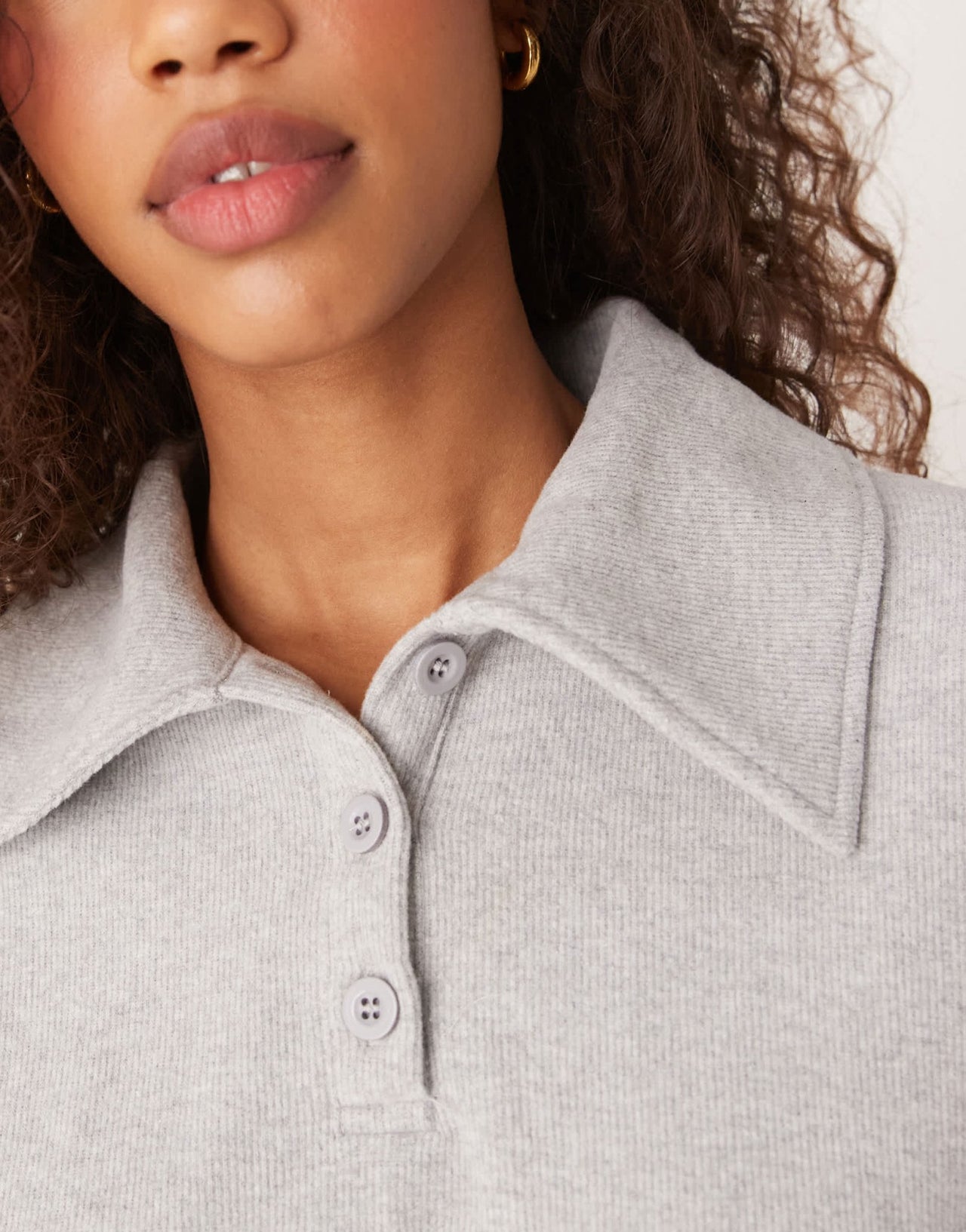 ASOS DESIGN supersoft extreme collar henley batwing top in grey - ASOS Sample Sale EU Store