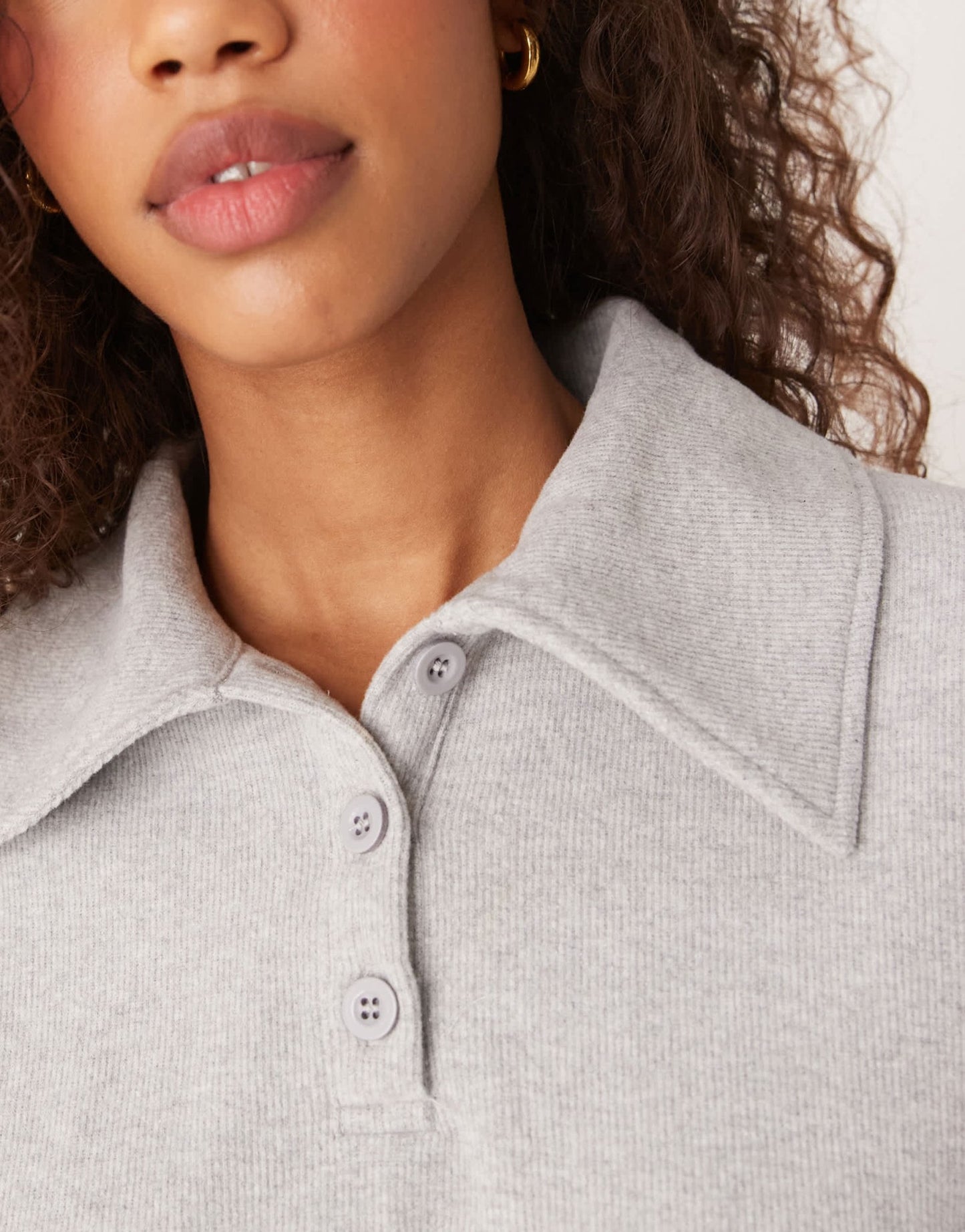 ASOS DESIGN supersoft extreme collar henley batwing top in grey - ASOS Sample Sale EU Store