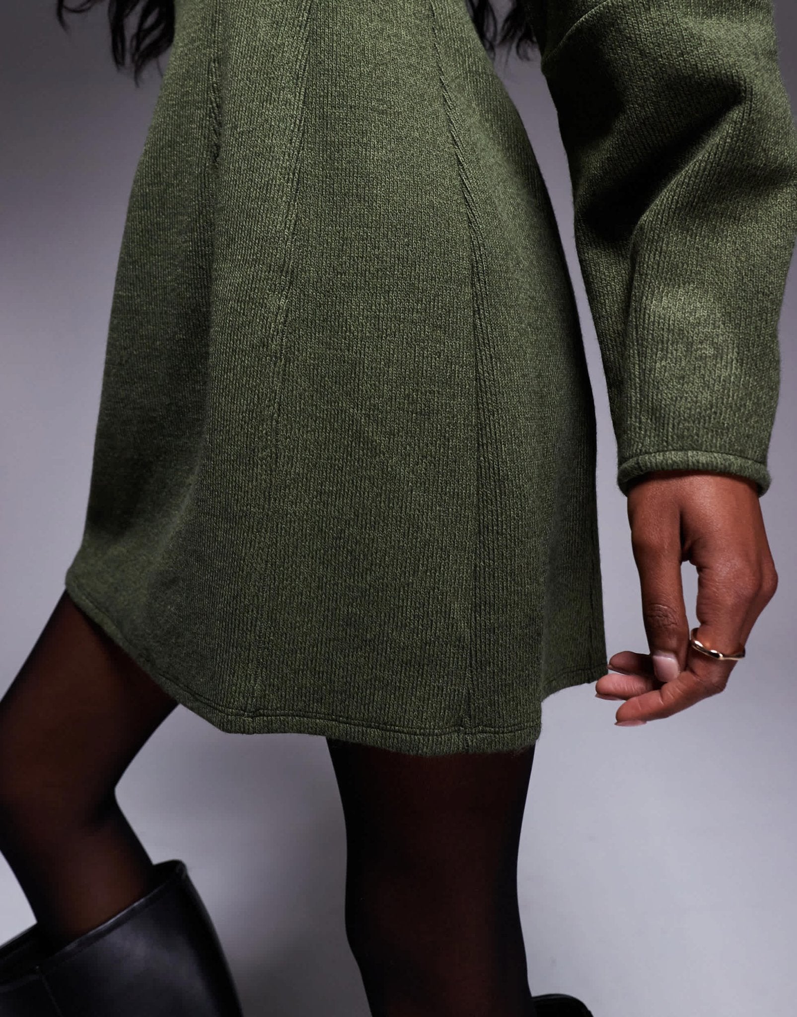 ASOS DESIGN supersoft seamed detail cocoon sleeve mini dress in khaki - ASOS Sample Sale EU Store