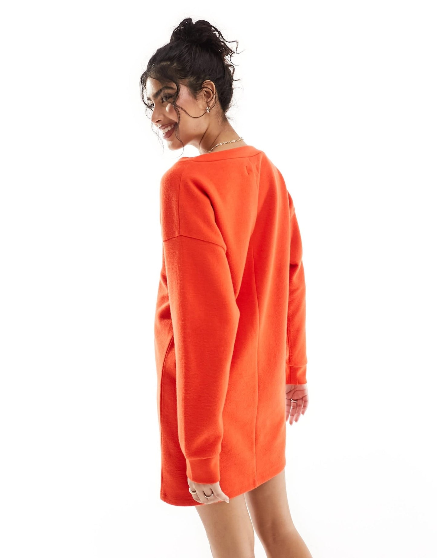ASOS DESIGN supersoft slouchy v neck jumper mini dress in red - ASOS Sample Sale EU Store