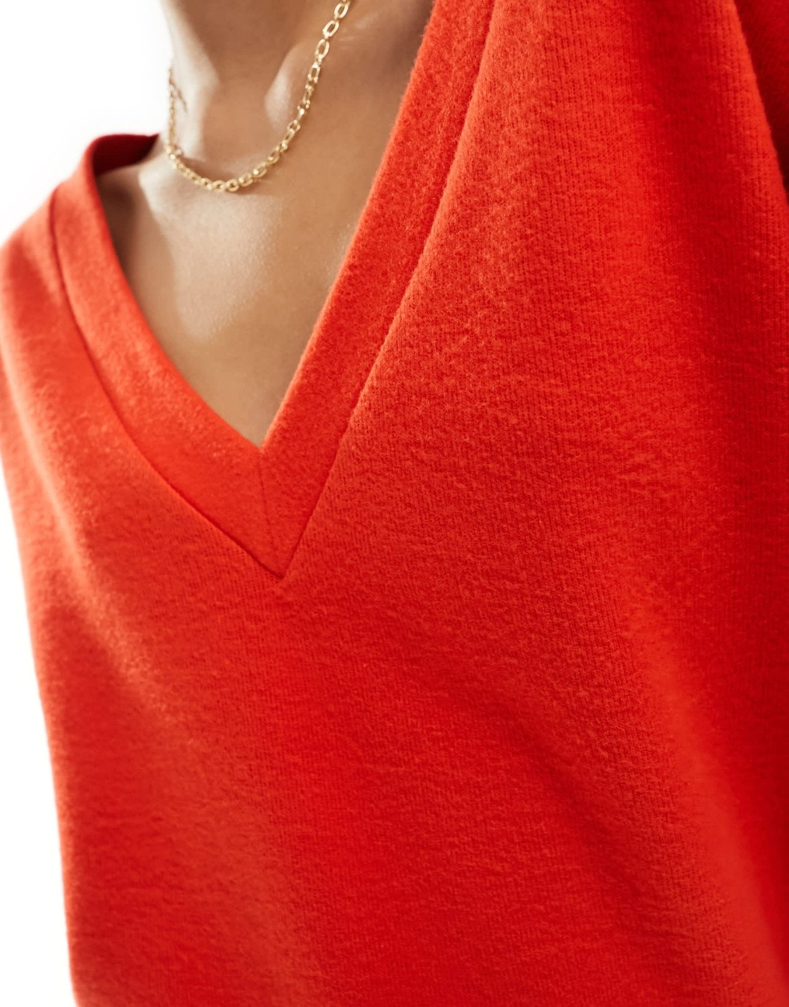 ASOS DESIGN supersoft slouchy v neck jumper mini dress in red - ASOS Sample Sale EU Store