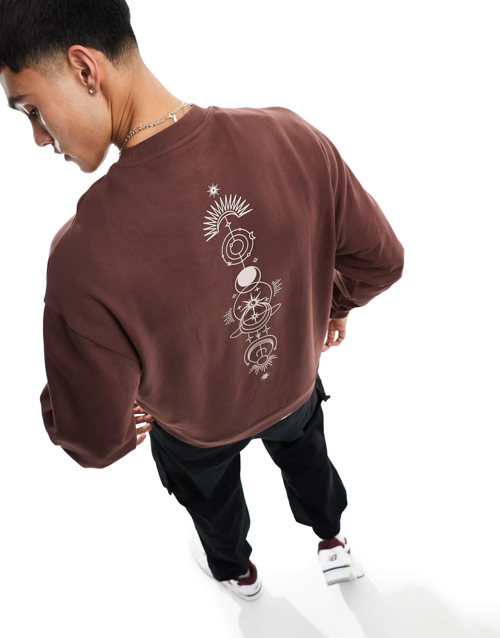 ASOS DESIGN sweatshirt in brown with spine print - ASOS Sample Sale EU Store