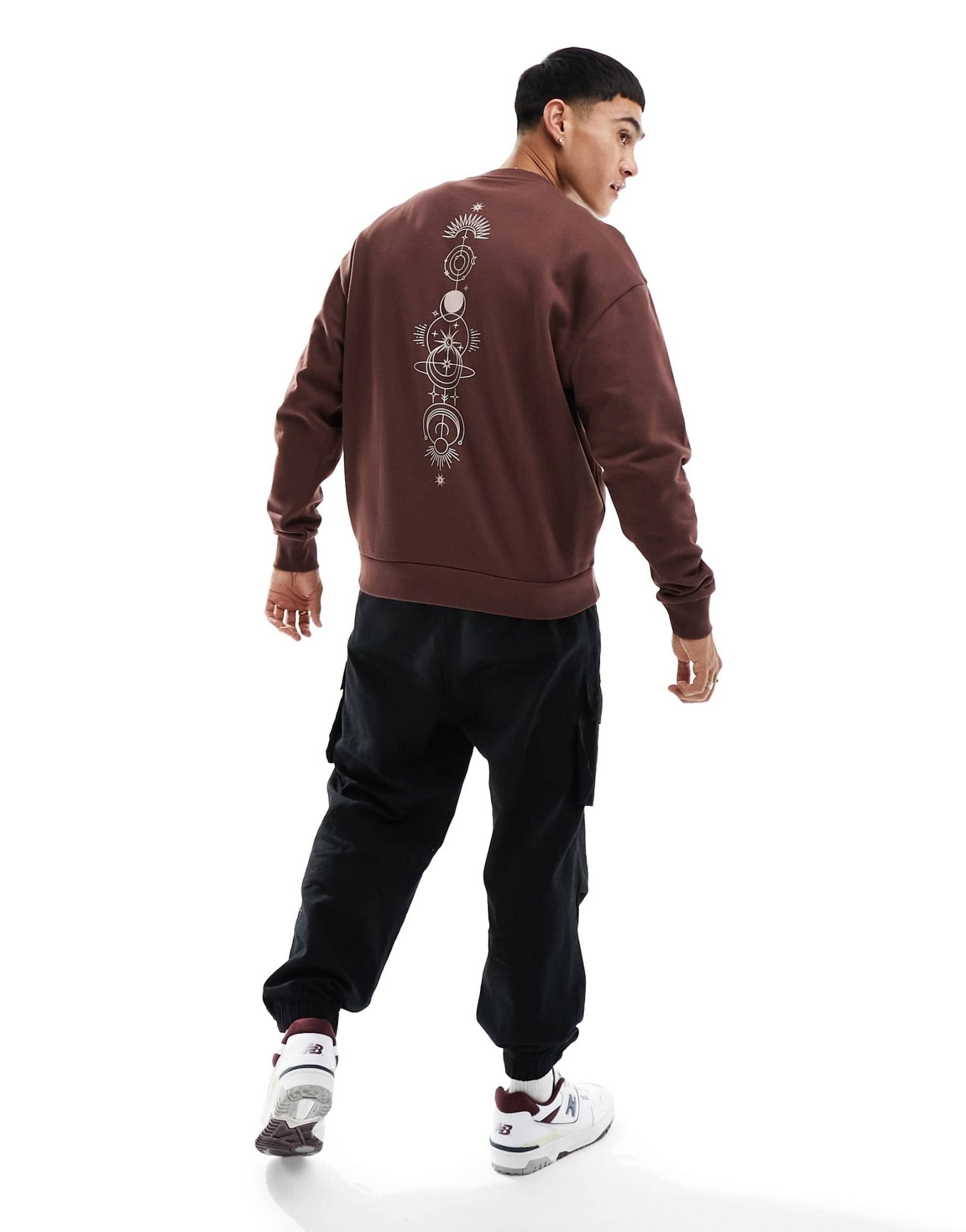 ASOS DESIGN sweatshirt in brown with spine print - ASOS Sample Sale EU Store