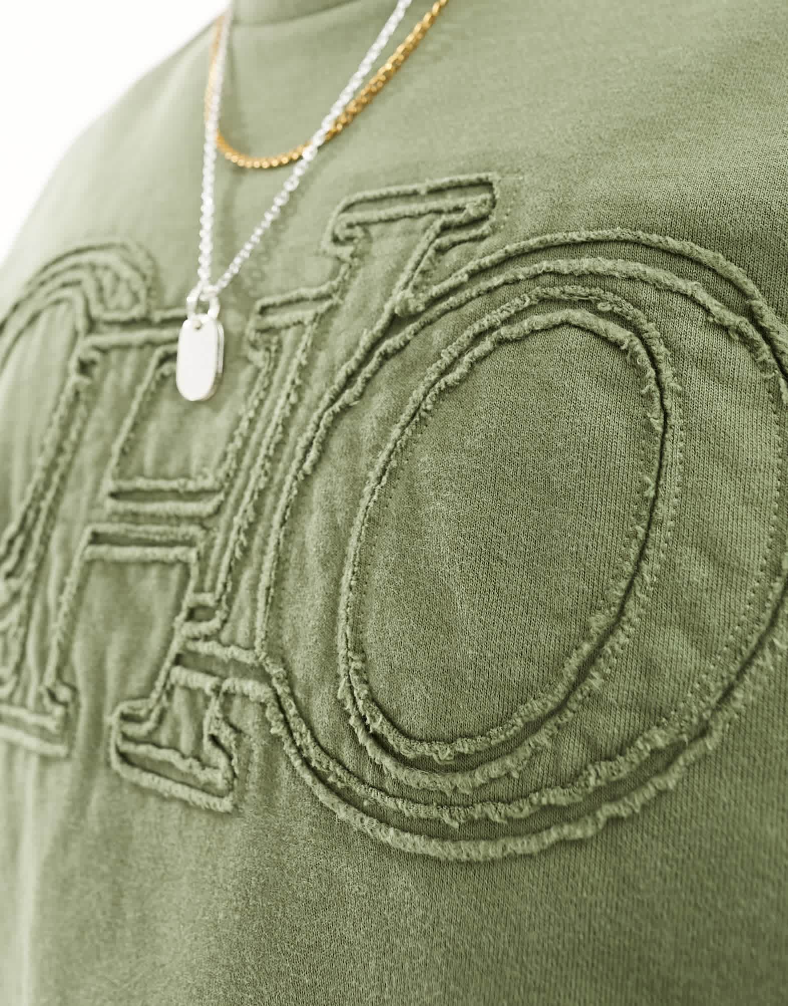 ASOS DESIGN sweatshirt in washed khaki with front print - ASOS Sample Sale EU Store