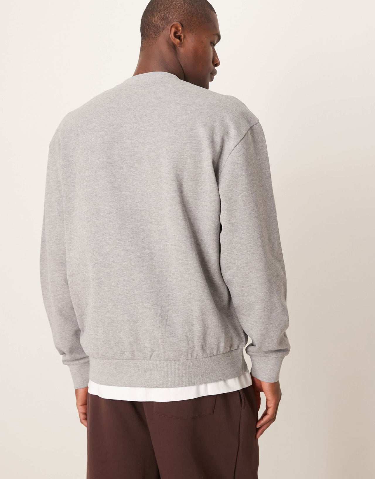ASOS DESIGN sweatshirt with green chest print in grey marl - ASOS Sample Sale EU Store