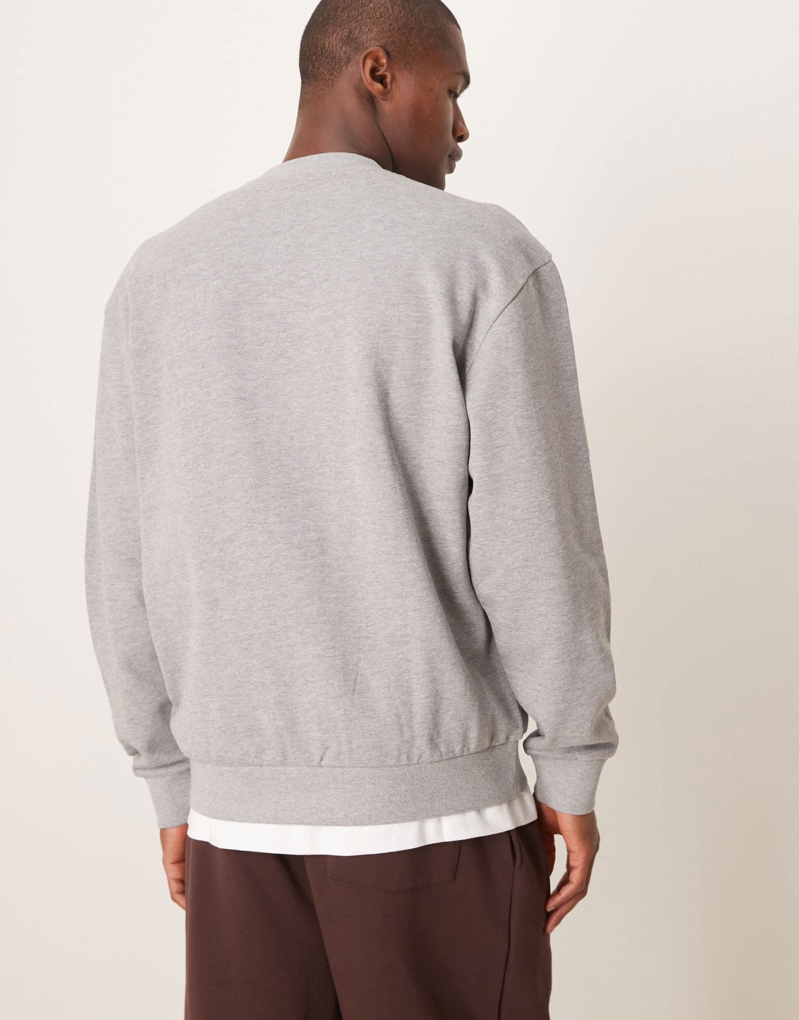 ASOS DESIGN sweatshirt with green chest print in grey marl - ASOS Sample Sale EU Store