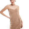 ASOS DESIGN sweetheart neckline structured mini dress with buckle detail in camel