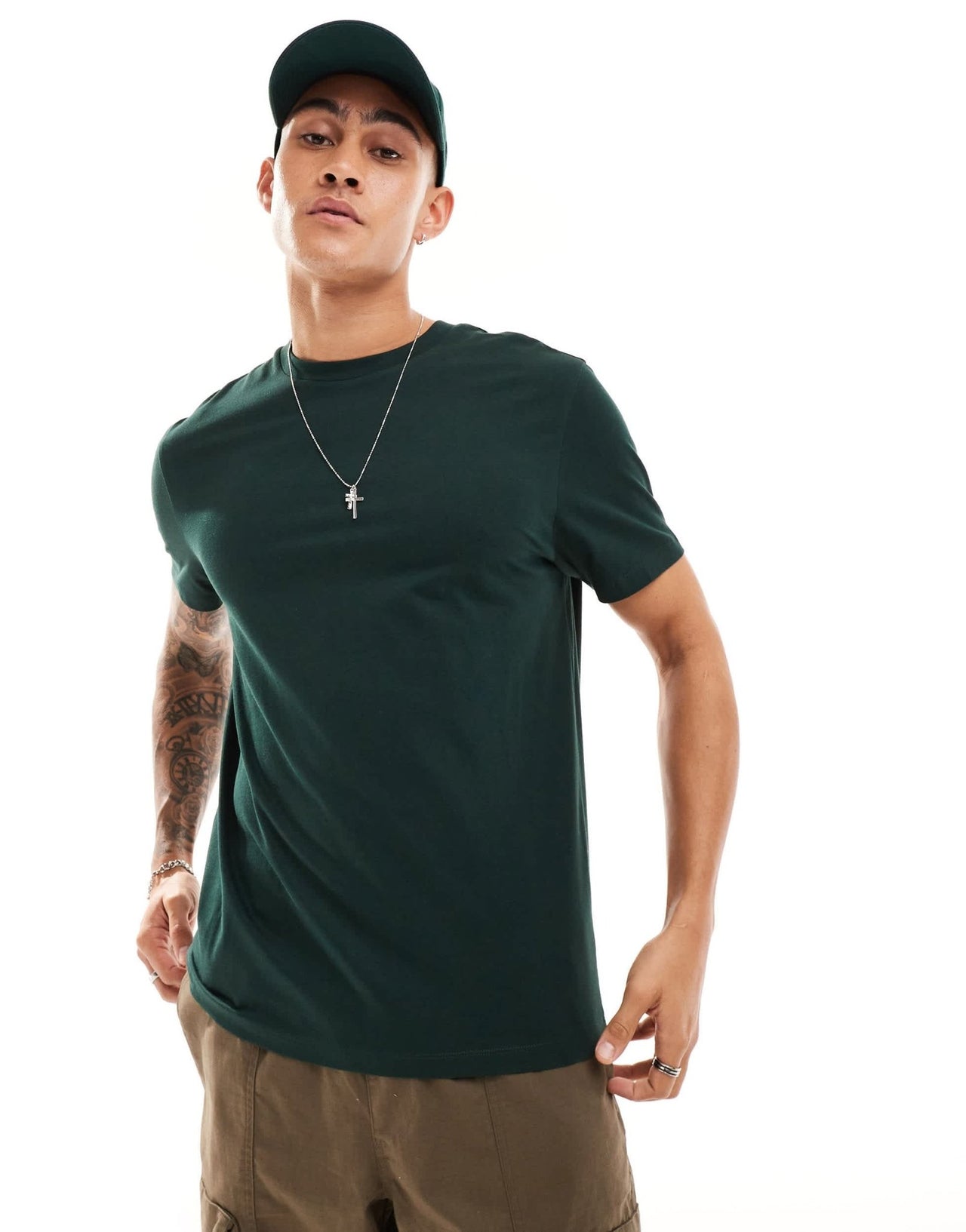 ASOS DESIGN t-shirt in dark green with tennis back print - ASOS Sample Sale EU Store