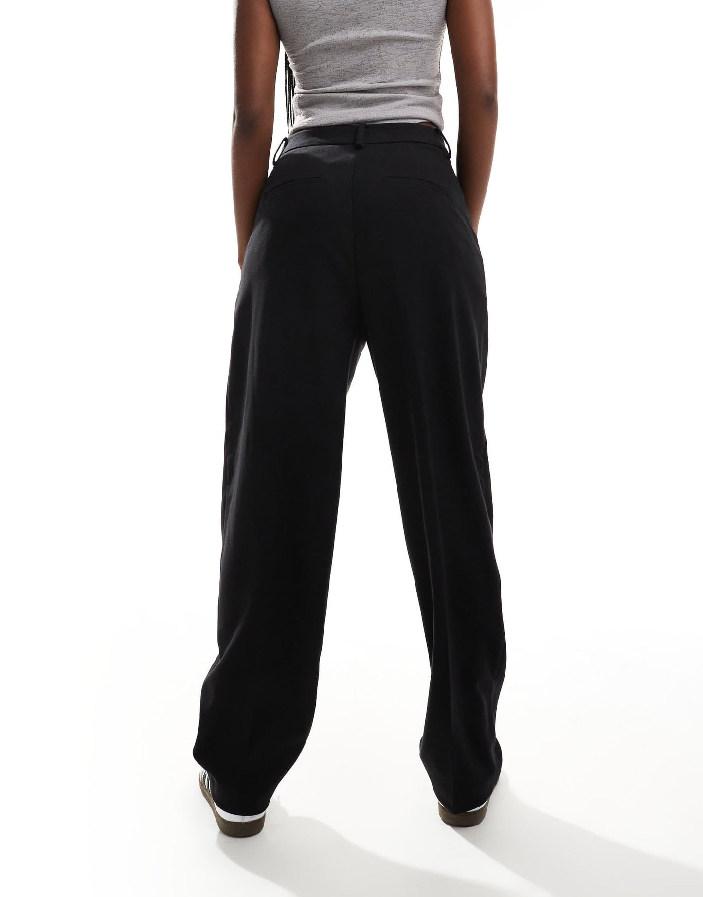 ASOS DESIGN tab detail straight leg tailored trouser in black - ASOS Sample Sale EU Store