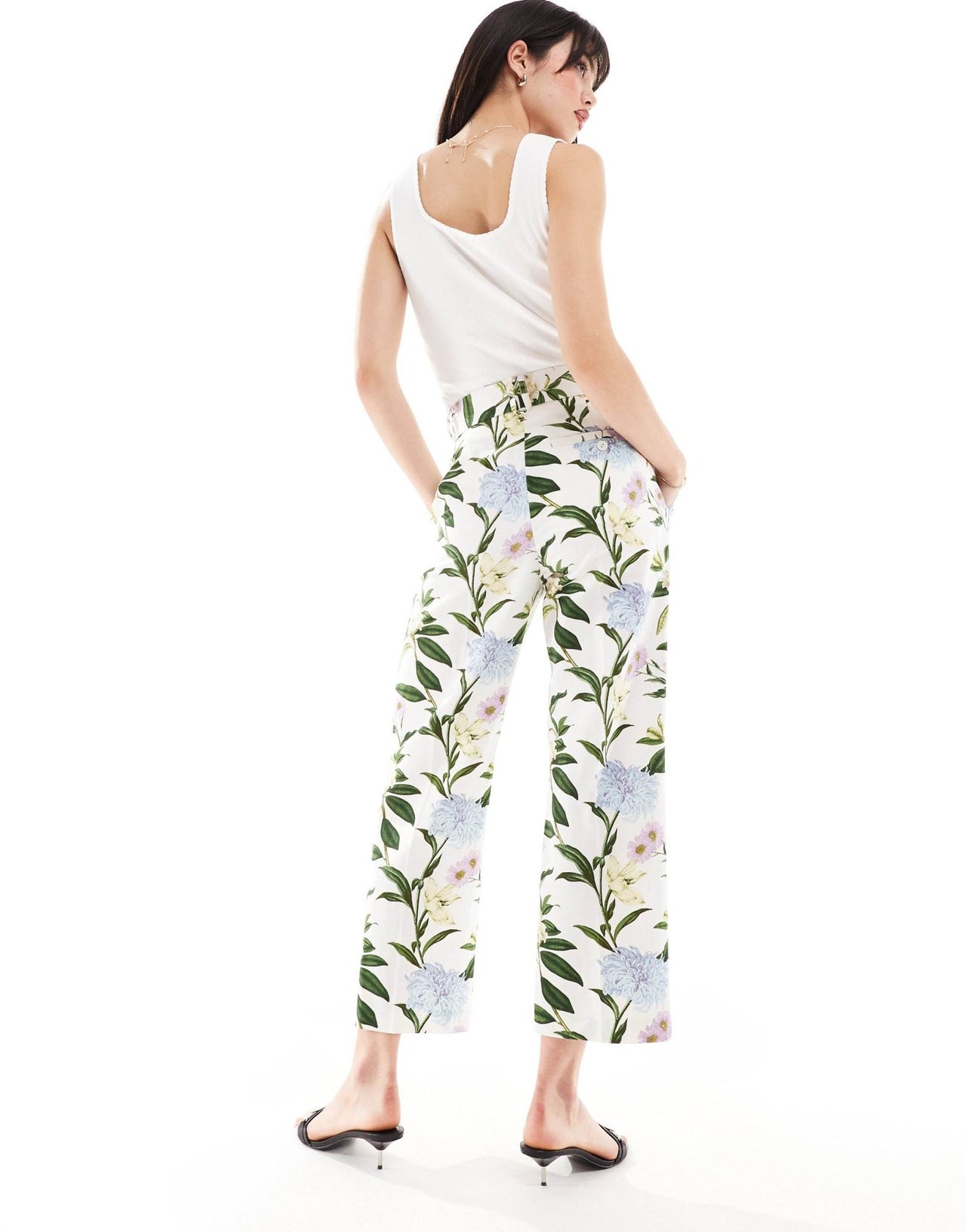 ASOS DESIGN tailored belted trouser with linen in floral print - ASOS Sample Sale EU Store