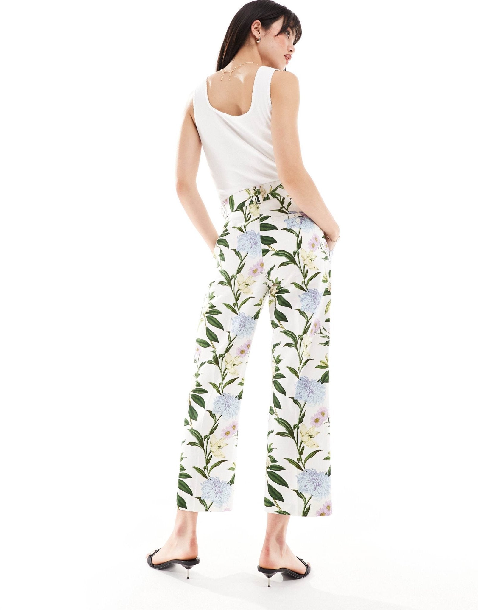 ASOS DESIGN tailored belted trouser with linen in floral print - ASOS Sample Sale EU Store