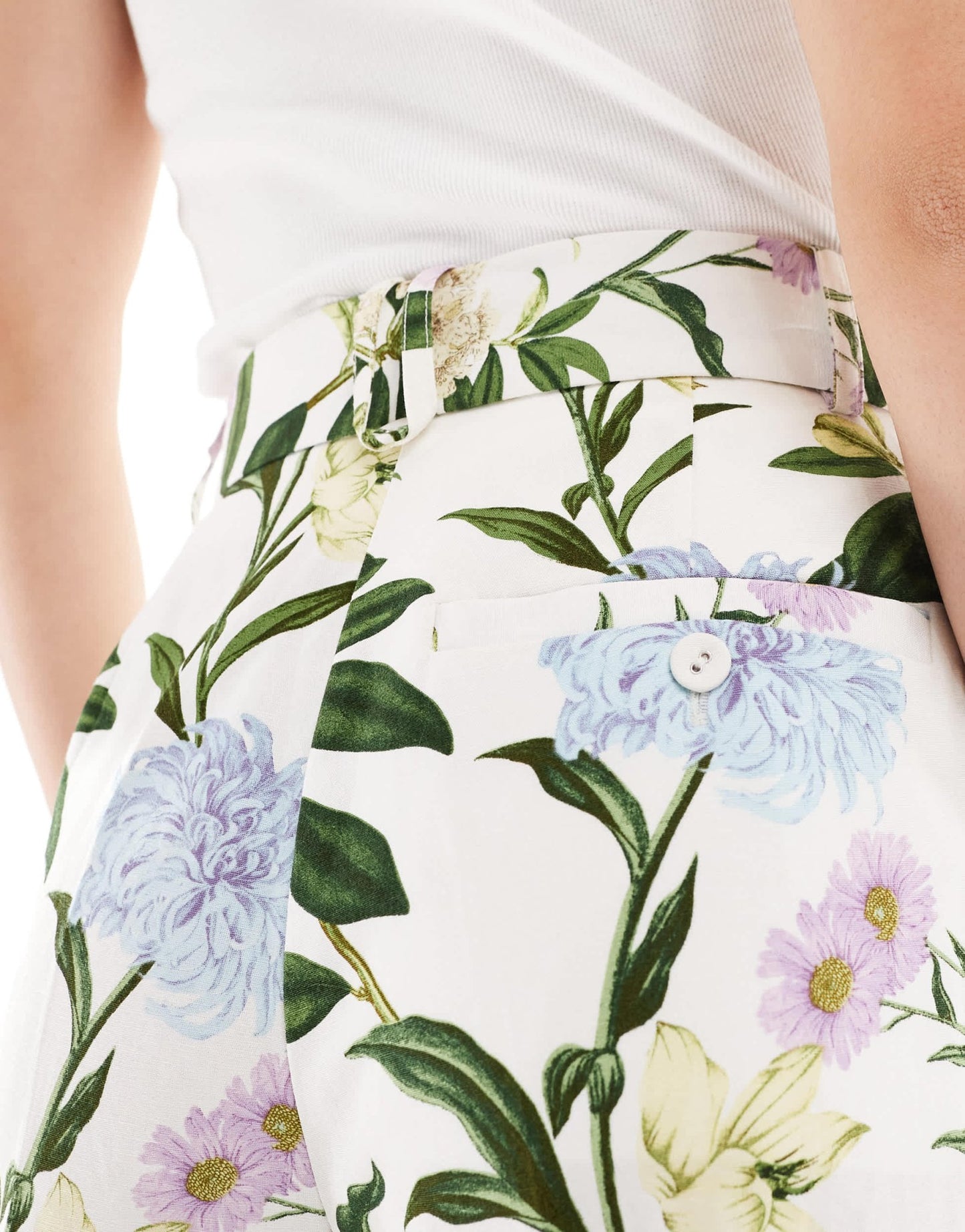 ASOS DESIGN tailored belted trouser with linen in floral print - ASOS Sample Sale EU Store