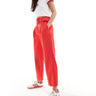ASOS DESIGN tailored belted trouser with linen in red