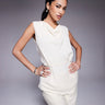 ASOS DESIGN tailored draped sleeveless cowl neck linen look top co-ord in buttermilk