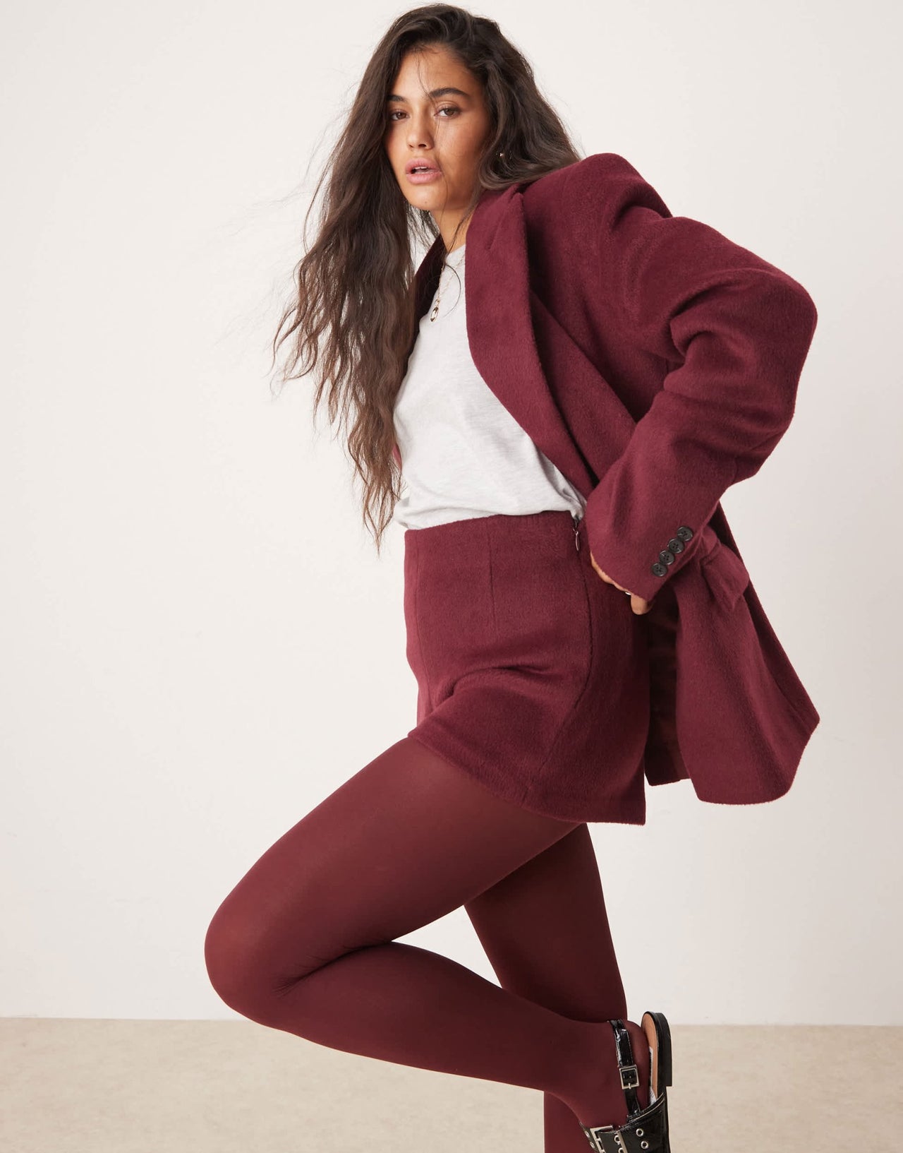 ASOS DESIGN tailored high waist wool look shorts in dark cherry - ASOS Sample Sale EU Store